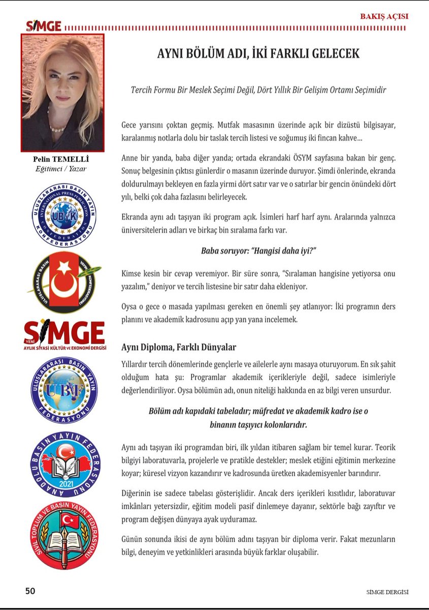 PelinTemelli's tweet photo. 🎓 Aynı bölüm adı, iki farklı gelecek…

Üniversite tercihinde yalnızca puana ve bölüm adına bakmak yeterli değil. Müfredat, akademik kadro, uygulama olanakları ve sektör bağlantıları geleceği belirliyor.

Tercih formu bir kader belgesi değil, bir yol haritasıdır.
 https://t.co/0IIYJ4ePX4

#YKS #ÜniversiteTercihi #pelintemelli #simgedergisi