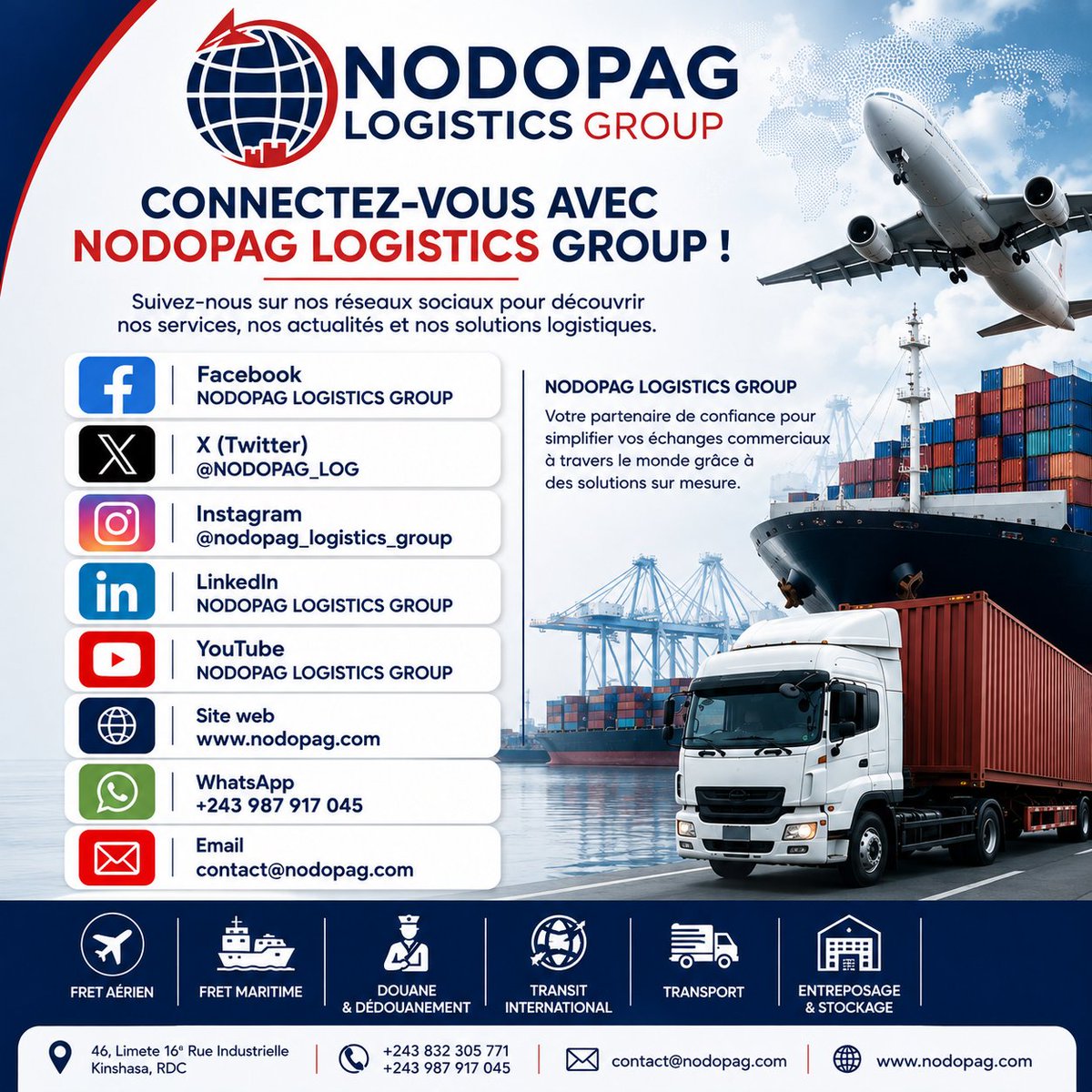 sales_nls01's tweet photo. Connectez-vous à Nodopag Logistics Group via les réseaux sociaux 

#nodopaglogistics #transit #business #DRC #africa https://t.co/UqBkcbwmwB