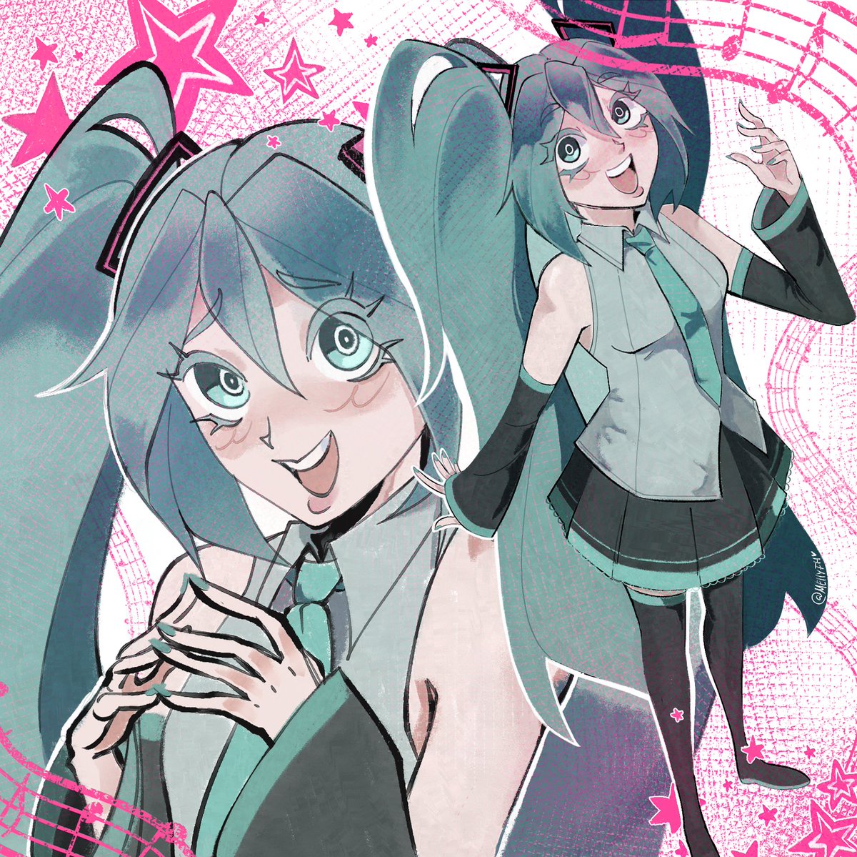MellyFireHeart's tweet photo. Miku Time 🩵🩷

#hatsunemiku #vocaloid #fanart https://t.co/CknvqZxMus