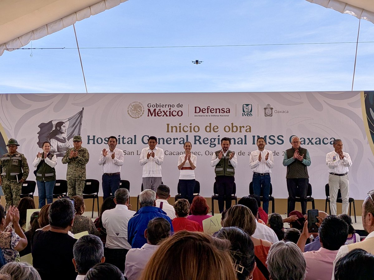 jorgegavino's tweet photo. Como lo ha señalado nuestra presidenta, @Claudiashein: la justicia social para Oaxaca ya está llegando. Hoy dimos el banderazo de inicio de obra del Hospital General Regional de @Tu_IMSS en San Lorenzo Cacaotepec, Oaxaca junto con el gobernador @salomonj, el Mtro @zoerobledo, @martibatres, @Efrainmoralesl y @AMalagonB una obra que fortalecerá la atención médica para miles de familias.