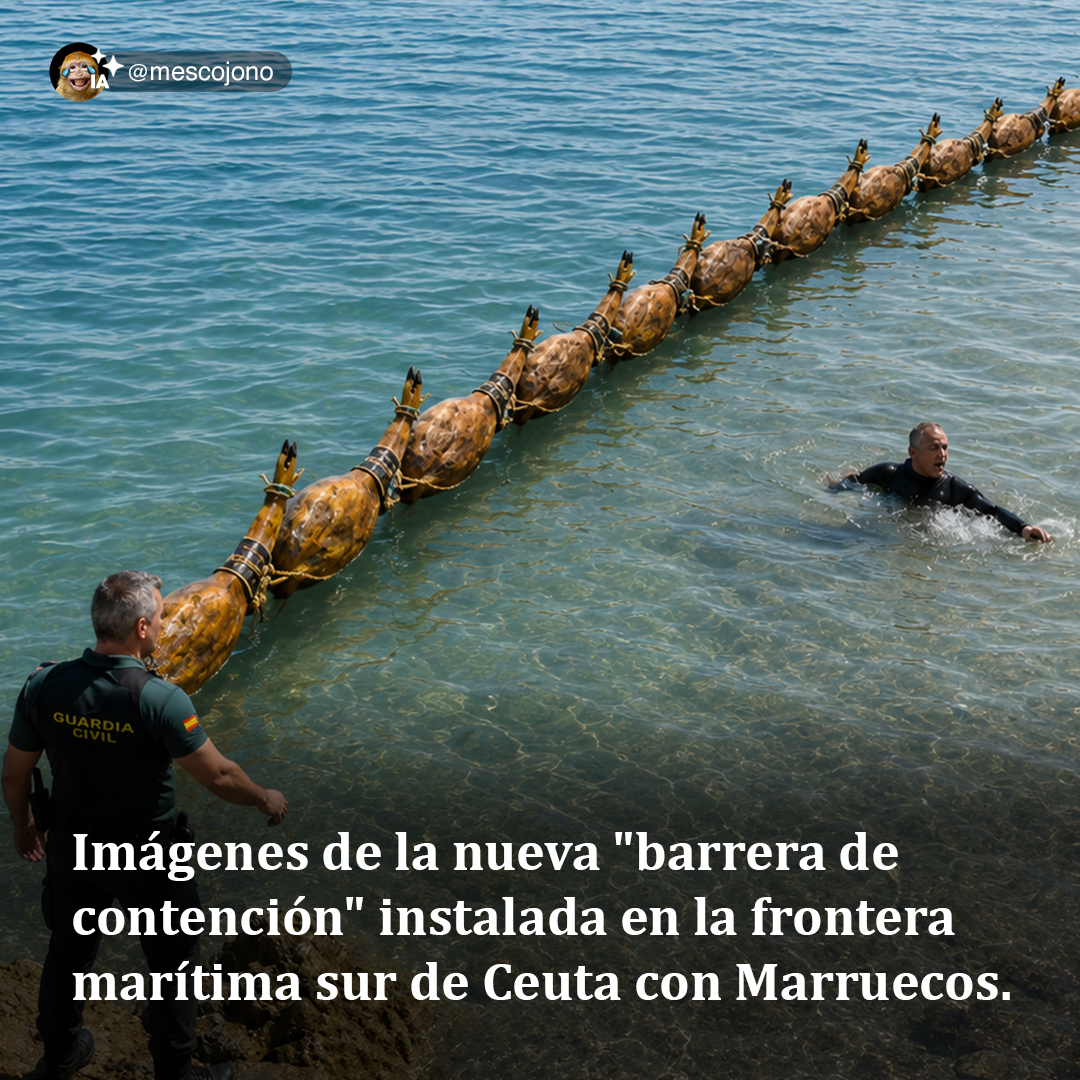 mescojono's tweet photo. Imágenes de la nueva "barrera de contención" instalada en la frontera marítima sur de Ceuta con Marruecos.
Infalible. https://t.co/l2qg1LHF8W