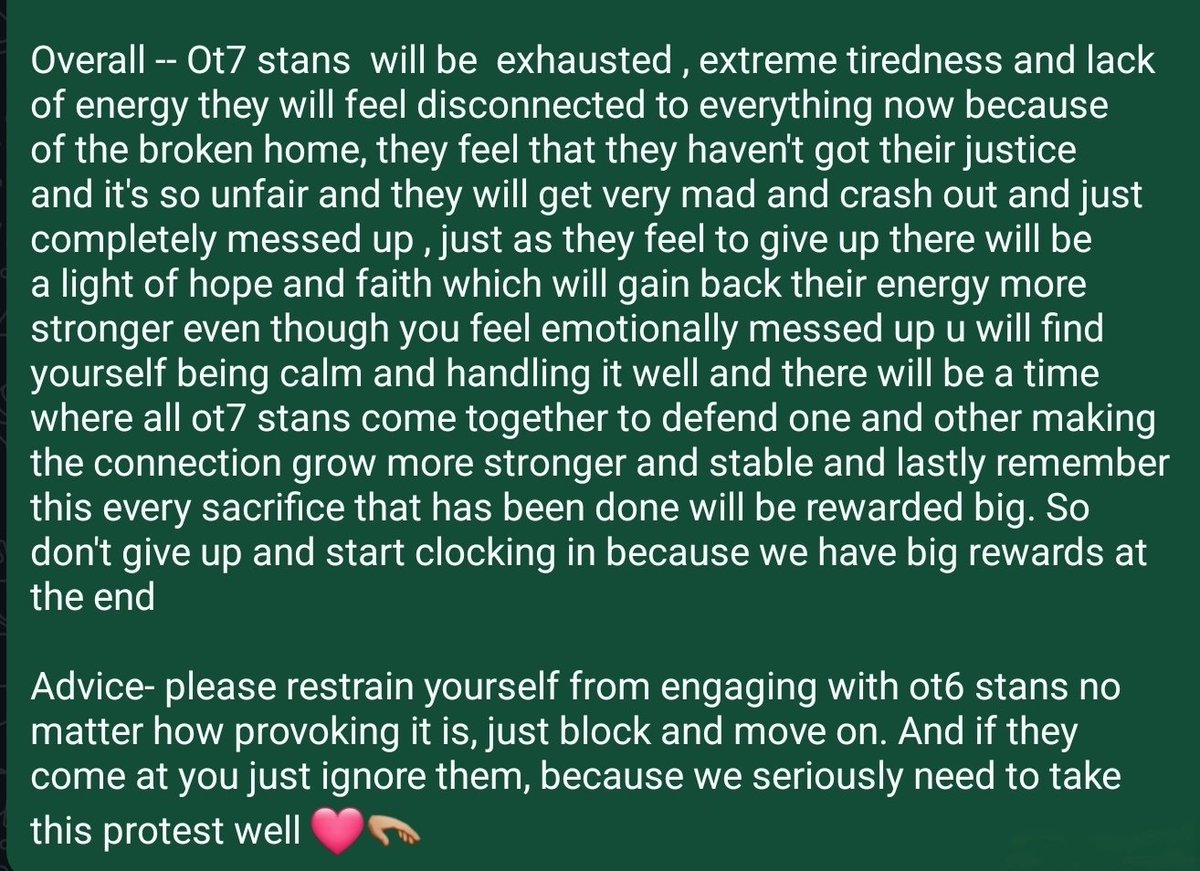 ot7realcore's tweet photo. Ok my baby ot7 stans , I did a reading and I want you all to read it (if you don't believe in tarot that's fine , you can take it as hopium 🩷)
You all are doing so well now I'm proud of each one of you. Keep up the high energy and just like that we will win 🩷🫳🏼 https://t.co/cB6r3uKea3