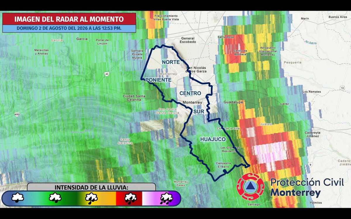 AdrianDeLaGarza's tweet photo. Atención, Monterrey.

Situación actual sobre las lluvias:

Se registra lluvia ligera en zonas Sur y Huajuco, y lluvia ligera dispersa en Poniente y Norte.

Toma precauciones al conducir, enciende tus luces y mantente atento a canales oficiales.

Emergencias: 9-1-1. https://t.co/1n9SlM058V
