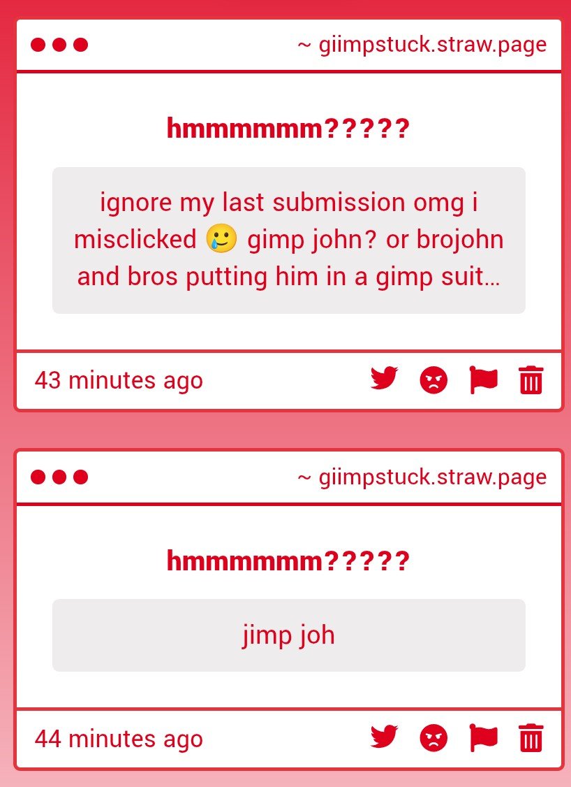 gimpstuck's tweet photo. jimp joh. i might make brojohn stuff related to these sketches later. #prostuck #gimpstuck #johnegbert #homestuck 
i've had this gimpstuck j setup in my mind for a while, but it's kind of self indulgent. https://t.co/DpatyDa0Hk