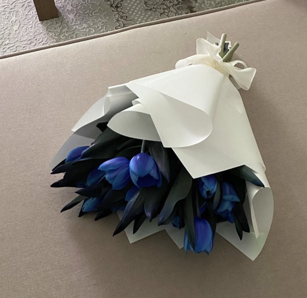 i3Moment's tweet photo. Blue tulips bouquet 🌷 https://t.co/PD5xte75TK