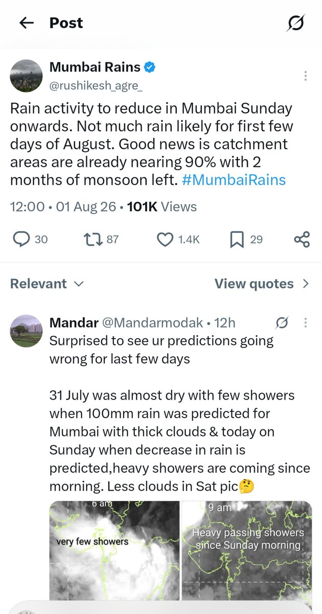 caprashant1's tweet photo. @rushikesh_agre_ Rushikesh u are doing great job on weather side despite from a legal background. My suggestion as your admirer to keep posts on such weather prediction to real time basis rather than remote prediction like this👇which may give a miscommunication or trolls in reply will get active https://t.co/tL0G49potP