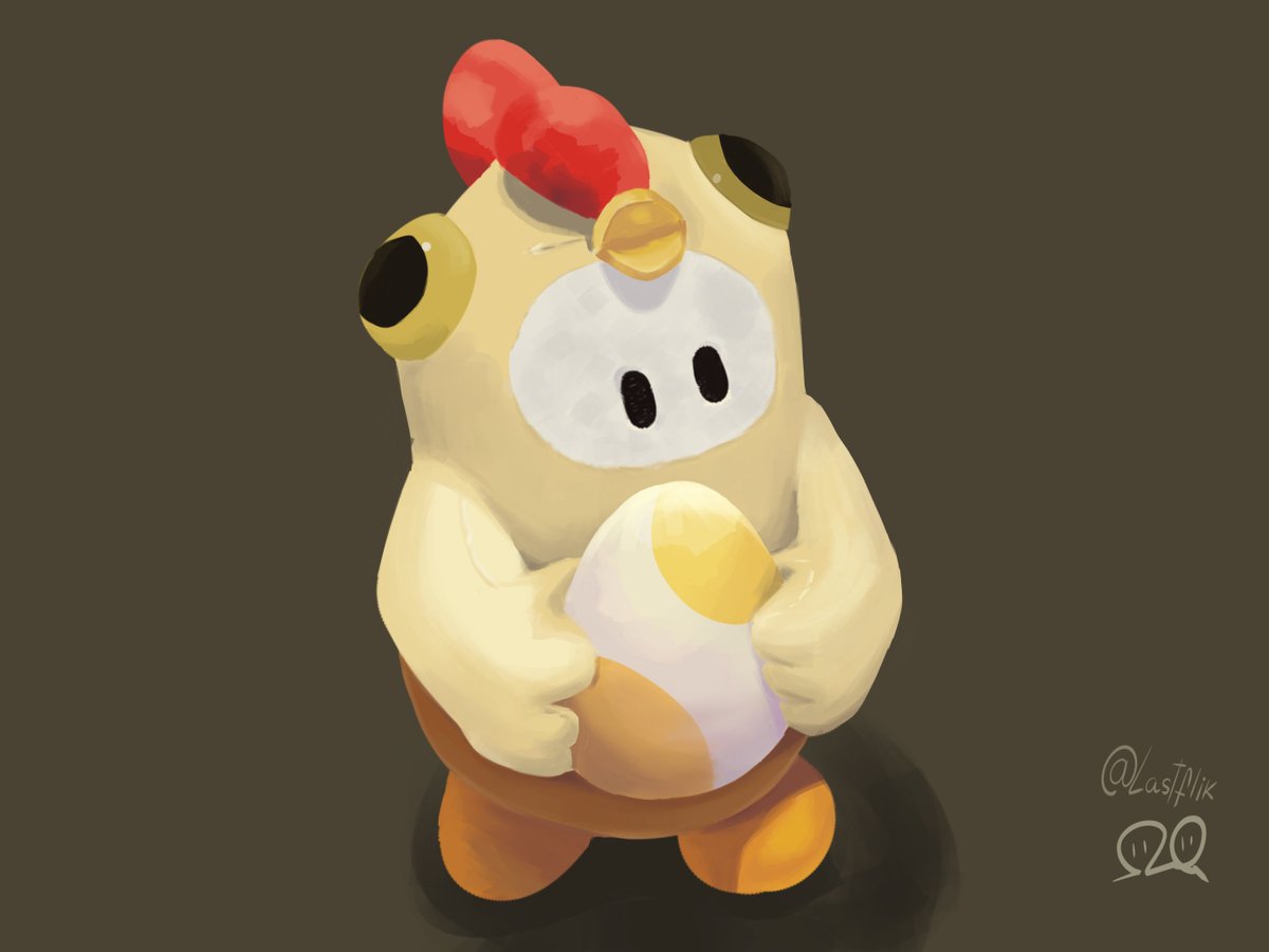 lastflik's tweet photo. Portrait of a plushie chicken bean holding an egg.

Digital, 2026. #FallGuysArt https://t.co/dqgZbRxKfG