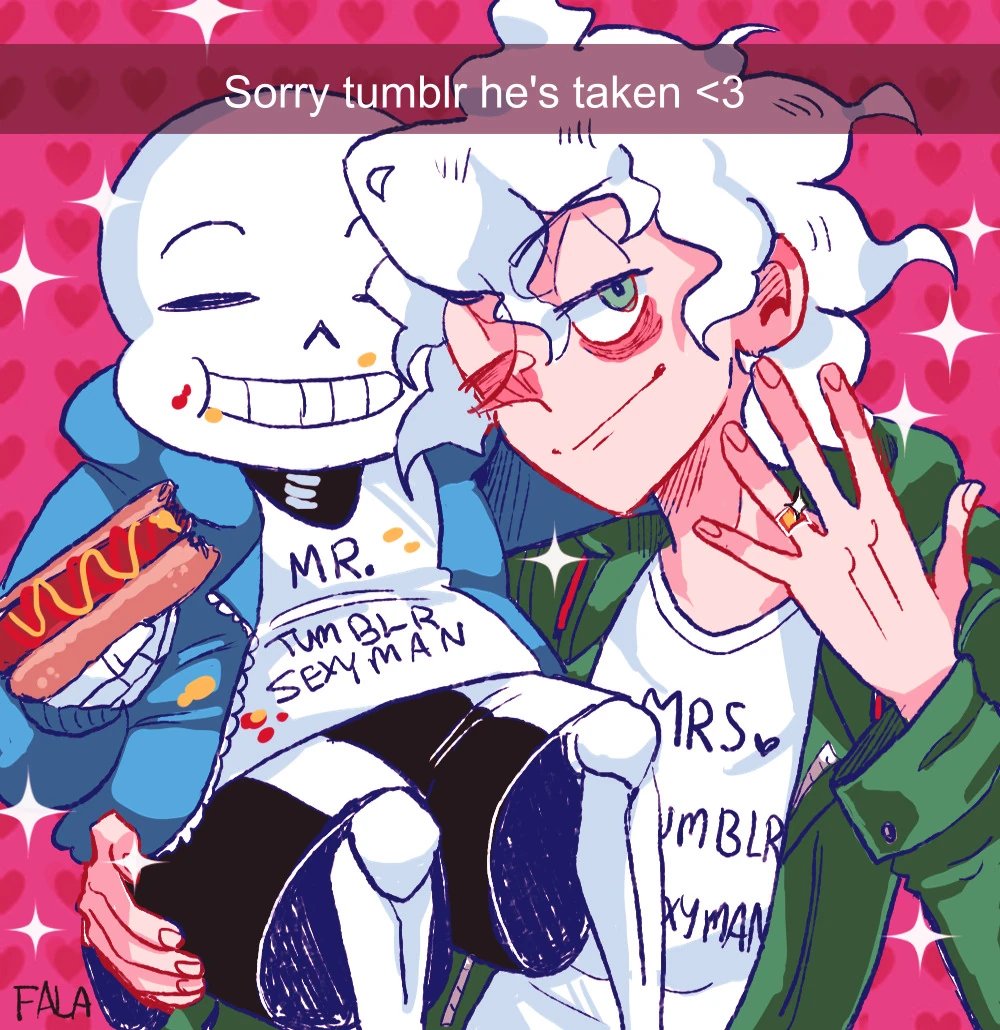 Ekyssd's tweet photo. Sansmaeda (Nagito Komaeda x Sans) 

art by @ fala.mcpasta on instagram https://t.co/zmOomqH4QR