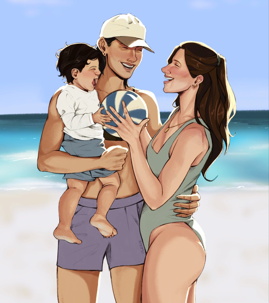 plzrio's tweet photo. one more for @aaafluffweek day 8: free day! 

baby’s first beach day 🏖️☀️ https://t.co/bQ2iQNdkgU