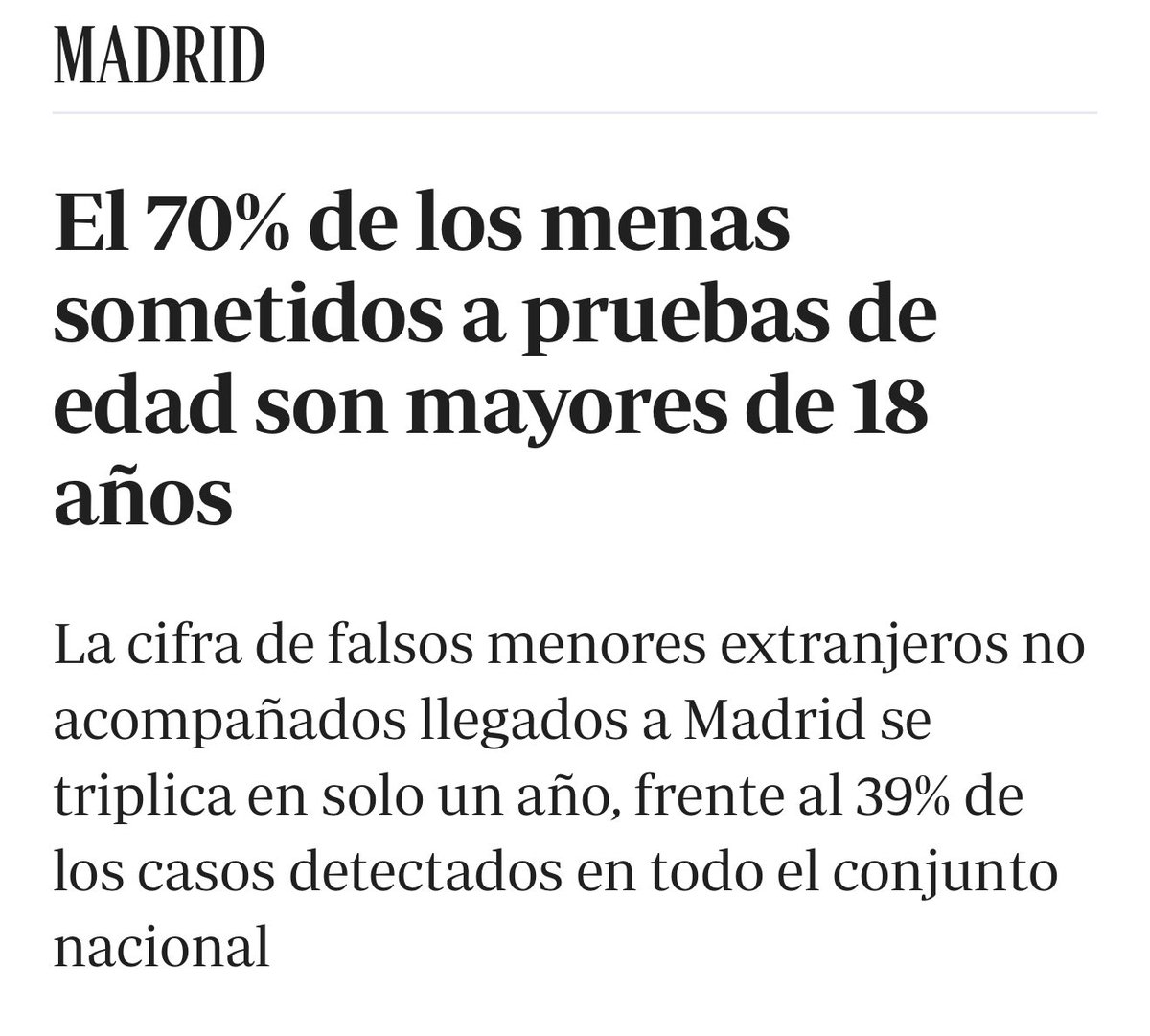 Isabelperezmoi1's tweet photo. Muy bien pero, ¿qué pasa con los miles de falsos menores que ya mantenéis en Madrid?

¿A cuántos impostores les financiáis la estancia?

¿Por qué impedís que se les haga pruebas de edad como pide VOX?

Menos declaraciones y más impulsar la expulsión de los que ya están en Madrid. https://t.co/w4uMzgKzOL