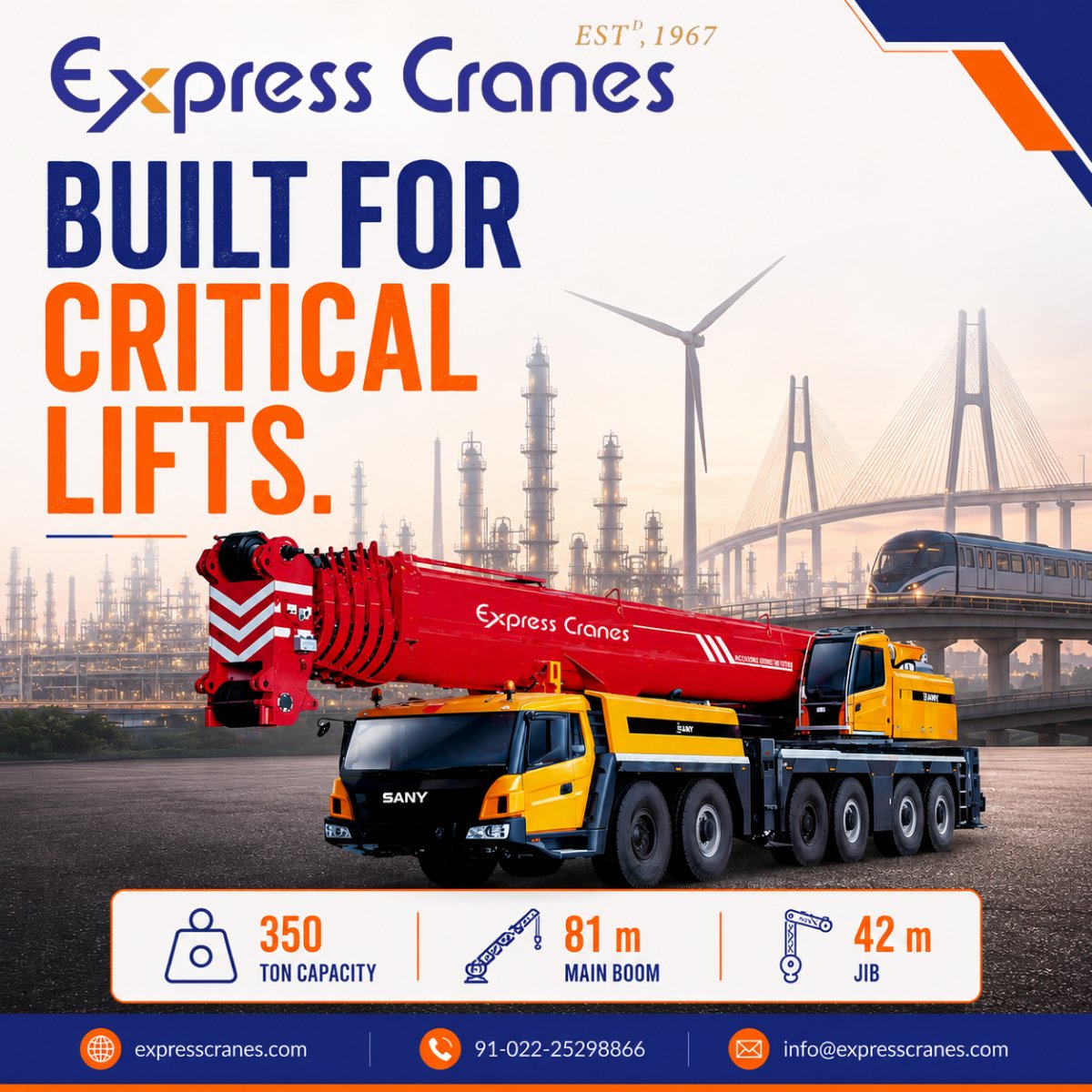 ExpressCra61360's tweet photo. 🏗️ Some lifts leave no room for compromise. Built for critical projects, our cranes deliver the strength, precision &amp; reliability needed for power plants, refineries, bridges and major infrastructure works.

#ExpressCranes #HeavyLifting #CriticalLifts #CraneRental https://t.co/eWgL0al6hB