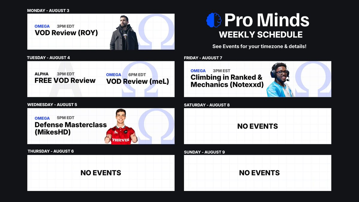 promindsgg's tweet photo. Our schedule for this week! 👀 https://t.co/j39y8Ir1fM