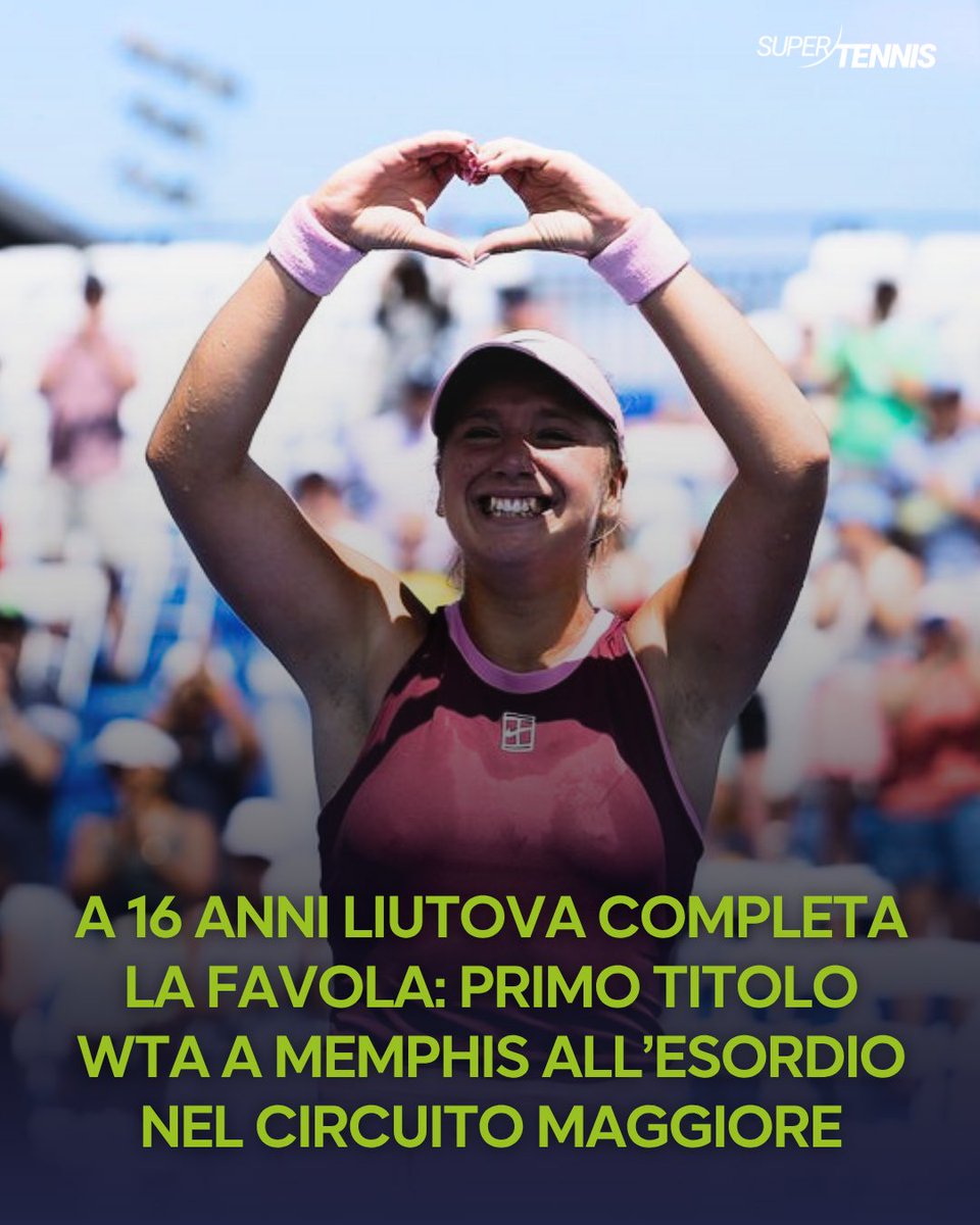 SuperTennisTv's tweet photo. Il sogno è diventato realtà 💫

Kristina Liutova rimonta Vidmanova 1-6 6-1 6-3 e conquista il titolo del WTA 250 di Memphis 🏆

È la prima giocatrice a conquistare un titolo all’esordio nel tabellone principale di un torneo WTA dai tempi di Maria Timofeeva a Budapest nel 2023. https://t.co/vMya8bNg29