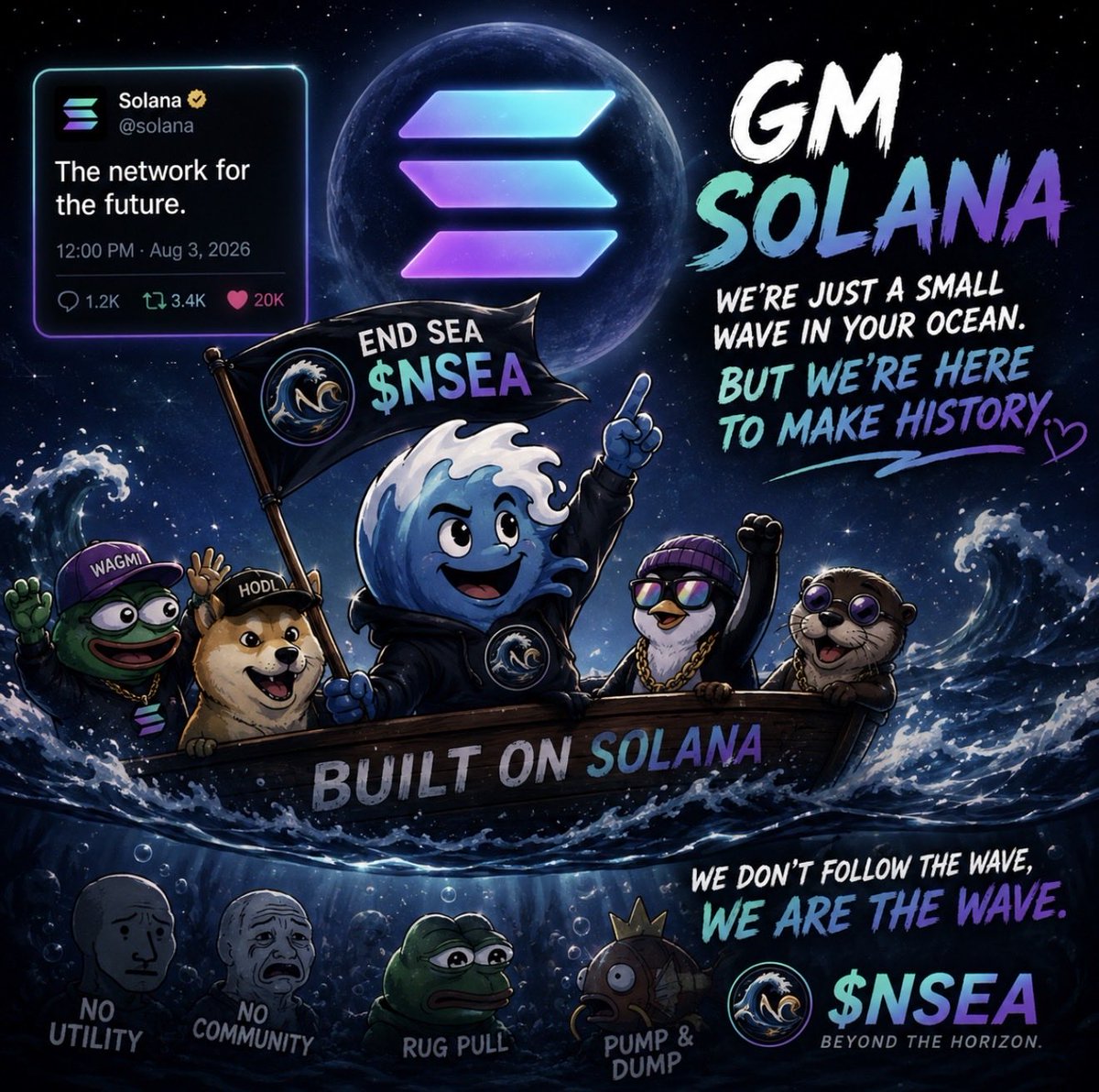 EndSeaHQ's tweet photo. GM Solana.

Still a small wave.

Still building every day.

🌊 Beyond the Horizon.

$NSEA https://t.co/IsLhaIdGDO