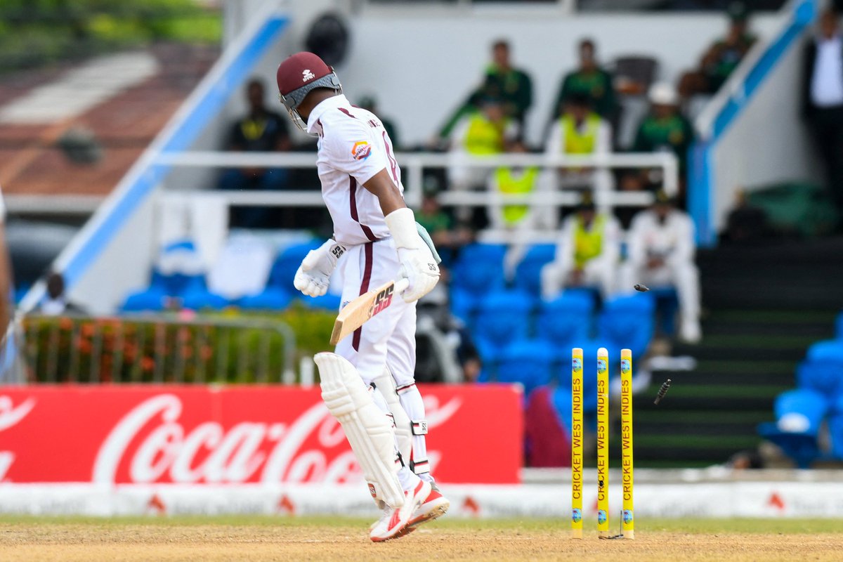 TheRealPCB's tweet photo. Mohammad Ali provided the breakthrough after tea with the wicket of Shai Hope ☄️
West Indies are 183-5 🏏
#WIvPAK | #PakistanCricket https://t.co/RgepajsAY0