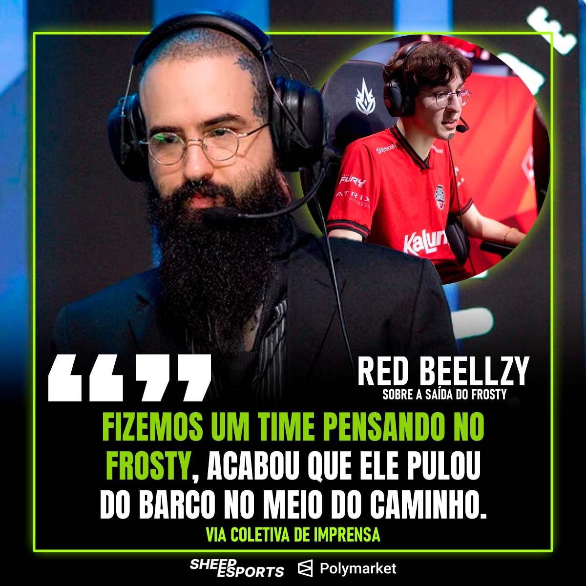 SheepEsportsBR's tweet photo. 🇧🇷 RED BeellzY falou sobre a saída do Frosty e como a equipe está agora buscando um novo jogador no mercado.

"Bom, com certeza este é o pior momento do campeonato para buscar um novo jogador, não só um suporte. Basicamente, todas as ligas já começaram, então tudo envolve contrato, multa e outras questões burocráticas, porque praticamente todos os jogadores já têm equipe.

Essa parte é muito complicada justamente por causa da fase em que estamos no campeonato. Fizemos o time pensando no Frosty, mas ele acabou pulando do barco no meio do caminho, o que gerou uma situação bem complicada para nós, de maneira geral.

Então, realmente, estamos correndo atrás e avaliando o que pode ser feito. Só que, de fato, esta época é terrível para fazer uma mudança dessas.

Mas podem ter 100% de certeza de que todo mundo que acompanha a equipe pode ficar tranquilo: não tem ninguém da staff, da diretoria ou de qualquer outra área dormindo direito por causa disso. Todo mundo ainda está meio atordoado com o que aconteceu na segunda-feira.

Inclusive, gostaria de pedir desculpas aos nossos parceiros de treino de segunda-feira pelo ocorrido. A pessoa vai saber de quem estou falando."