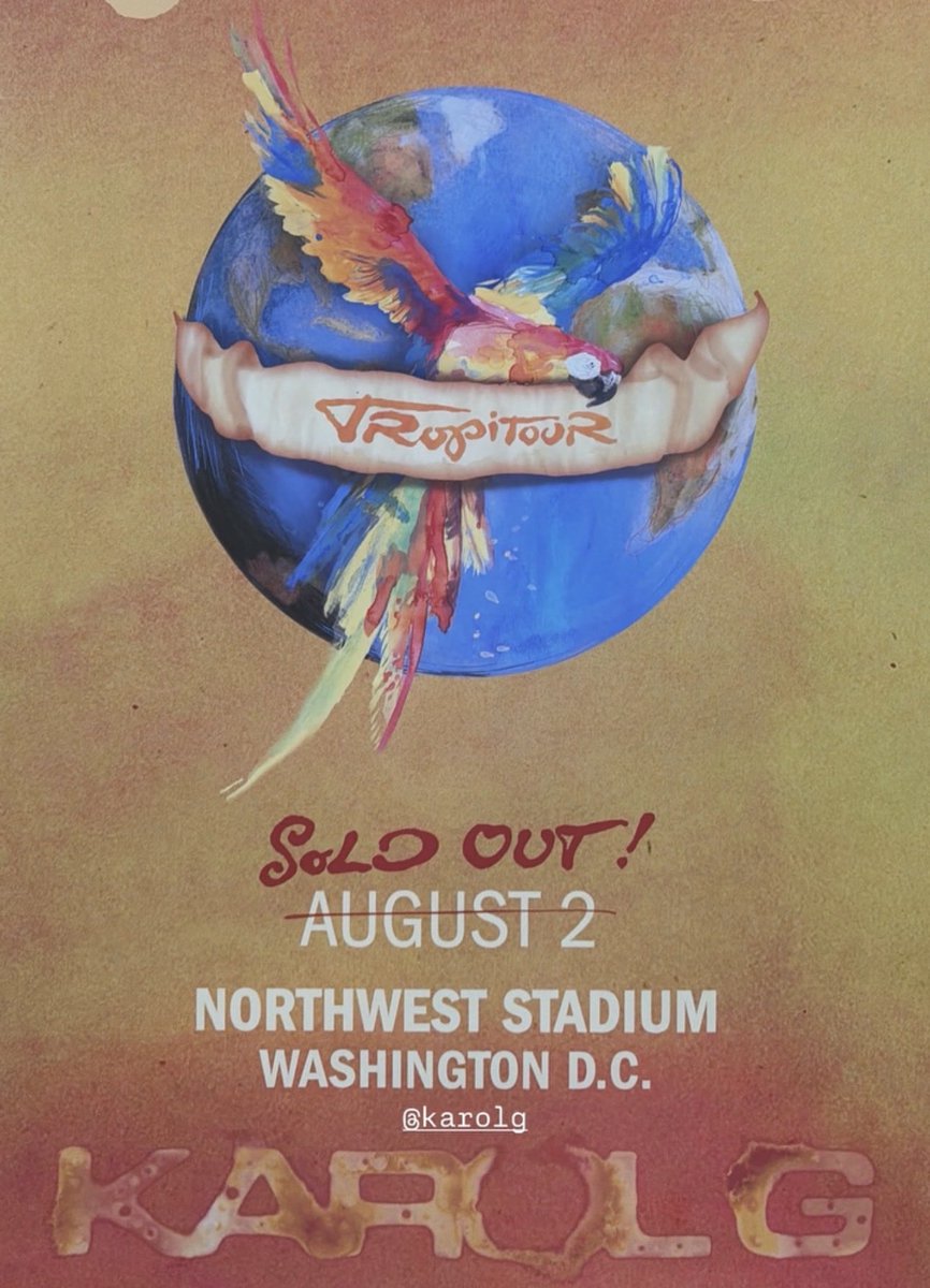 karolgesp_'s tweet photo. La primera fecha del “Viajando Por El Mundo Tropitour” de Karol G en el Northwest Stadium (Washington) está oficialmente AGOTADA 🪇 https://t.co/E8P4oUz4JN