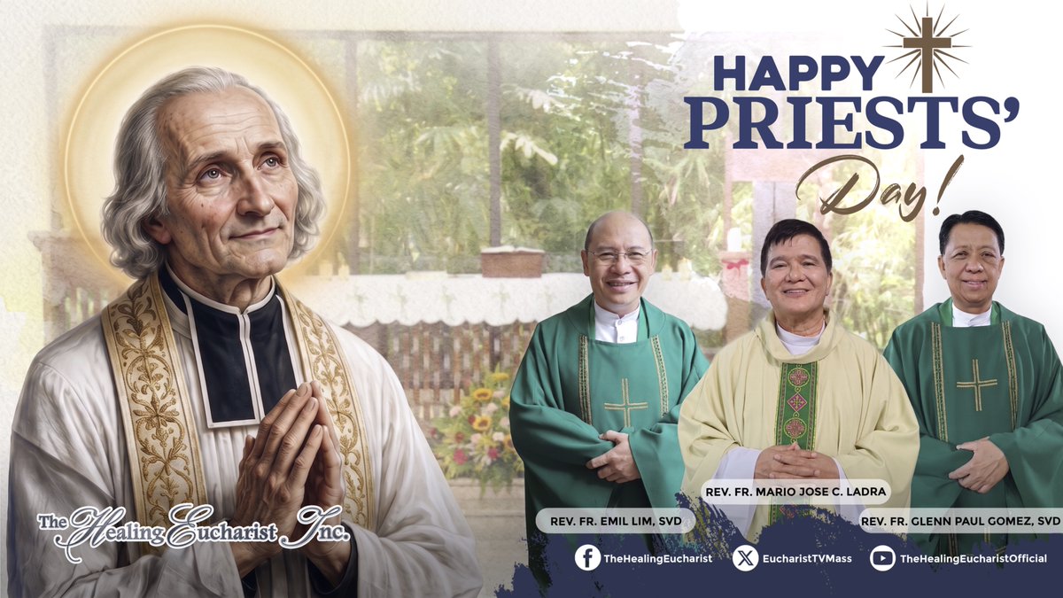 EucharistTVMass's tweet photo. Happy #PriestsDay! 🙏On the Feast of St. John Vianney, we thank God for the gift of our priests—for their faithful “Yes,” their sacrifices, and their loving service to God's people. May the Lord bless and strengthen them always. https://t.co/VDG3YHB5j8