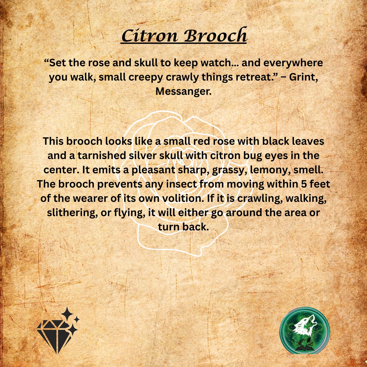 TheWolvenScribe's tweet photo. Citron Brooch

https://t.co/lPWzP4yxtO

#WolvenScribe #Content   #CitronBrooch #BugsEew #PestFree #Pathfinder https://t.co/ZZXFTnSxoZ