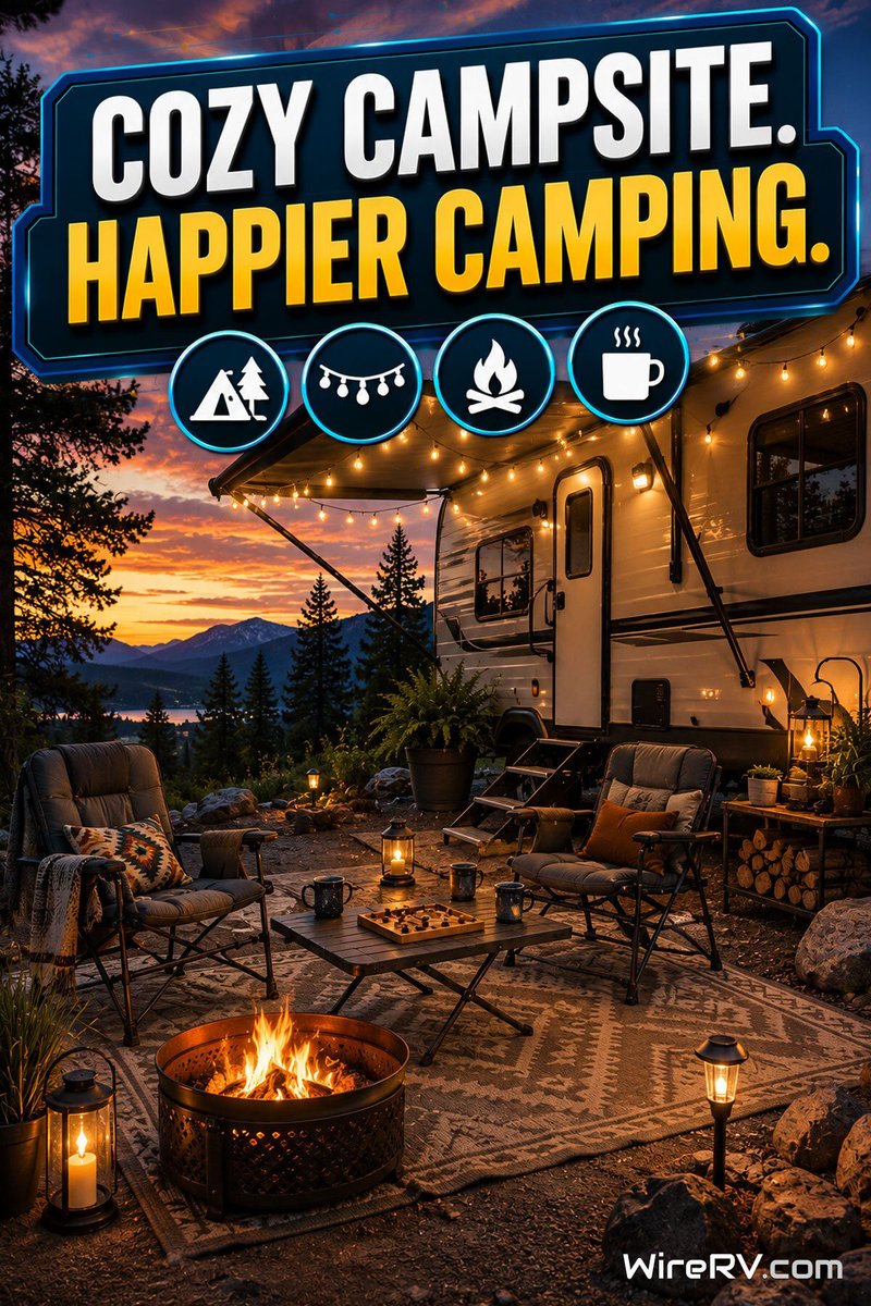 WireRV's tweet photo. Create an RV campsite you'll never want to leave. From cozy lighting and comfy seating to smart outdoor upgrades, these simple ideas help transform any campsite into a relaxing retreat.
Read more: https://t.co/MoFWbCTZsZ
#RVLife #Camping #CampLife #RVLiving #RVTravel #RVTips https://t.co/vxZmPMjieC