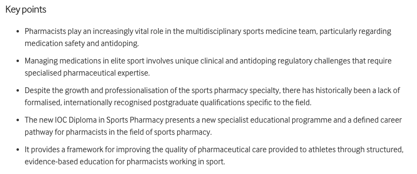 BJSM_BMJ's tweet photo. 📣 New IOC Diploma in Sports Pharmacy 💊

Creating specialist career paths for pharmacists in sport 🏃‍♀️

NEW #BJSMEditorial with the key points below 🔑

➡️ https://t.co/KfFlcN3nSj https://t.co/pKzSBjcU66