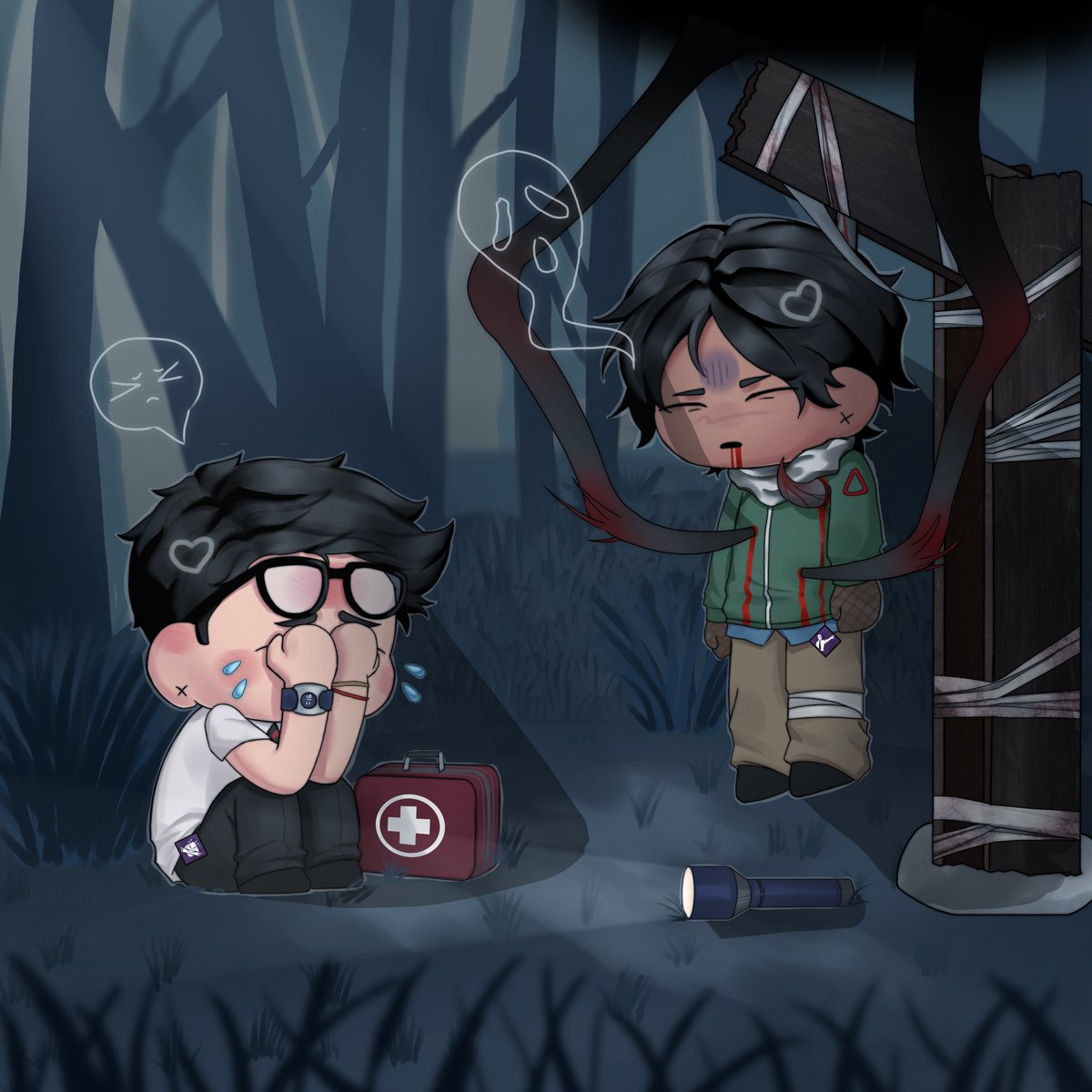 bommjk's tweet photo. Didn’t make it in time to unhook :c 

#dwightfairfield #jakepark #deadbydaylight https://t.co/jc7NmbIdvt