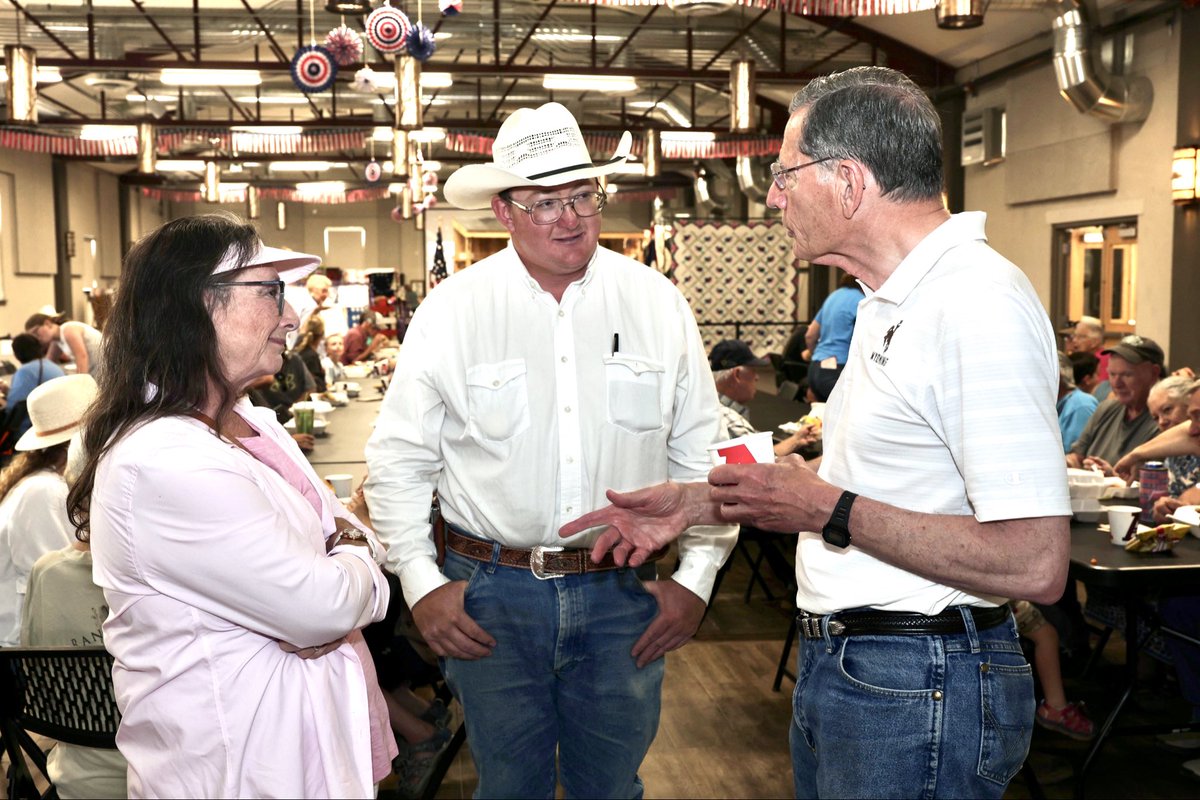 SenJohnBarrasso's tweet photo. There was a great turnout for the final day of the Platte County Fair in Wheatland. A special thank you to First State Bank and the volunteers who served lunch. It was a pleasure to be a part of this community-wide celebration of Wyoming agriculture. https://t.co/kWrCi5cMM4