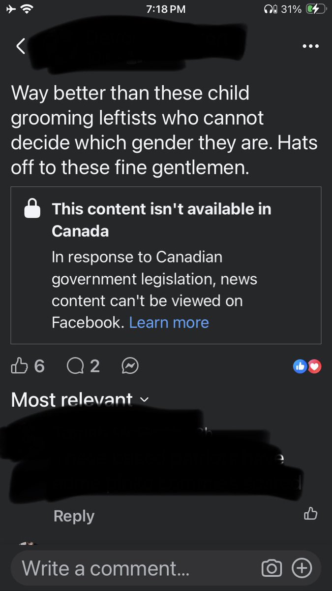 noir_destiny's tweet photo. Hey! @MarkJCarney what gives? This censorship has gone long enough I can't see my Facebook friend's posts anymore! That kind of thing is unacceptable I would like to see the posts again without seeing this content isn't available crap. 1 https://t.co/woD6nF1DnN