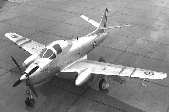 ron_eisele's tweet photo. 3 August 1951. First flight of the Breguet Br.960 Vultur. French prototype carrier-based attack aircraft with mixed-power design, combining a 980 hp Armstrong Siddeley Mamba 1 turboprop in the nose with a Rolls-Royce Nene 01 turbojet in the tail. https://t.co/wS2Wzi6Gai