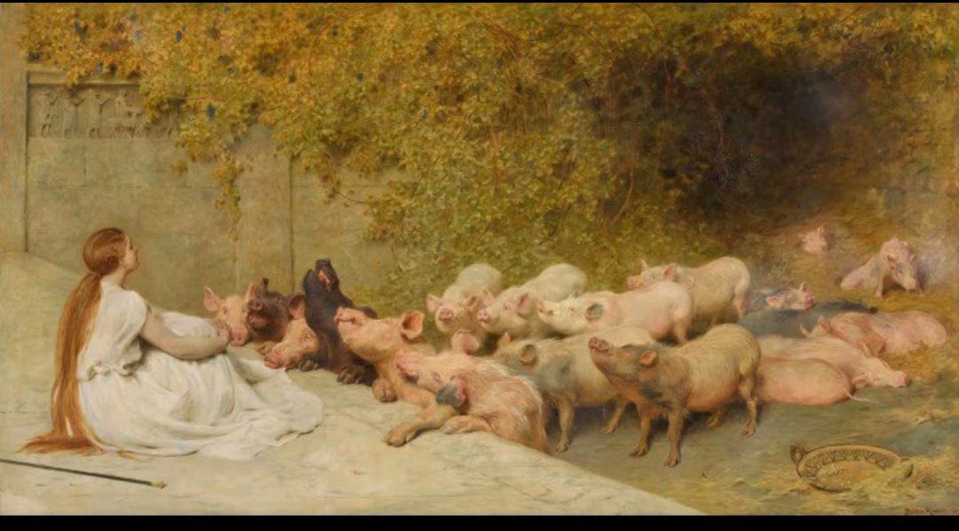 dfw_ella_'s tweet photo. Is there a reason why Circe turned Odysseus' men into pigs? Why pigs specifically? Why not lions or tigers? https://t.co/LlRJAc4fgx