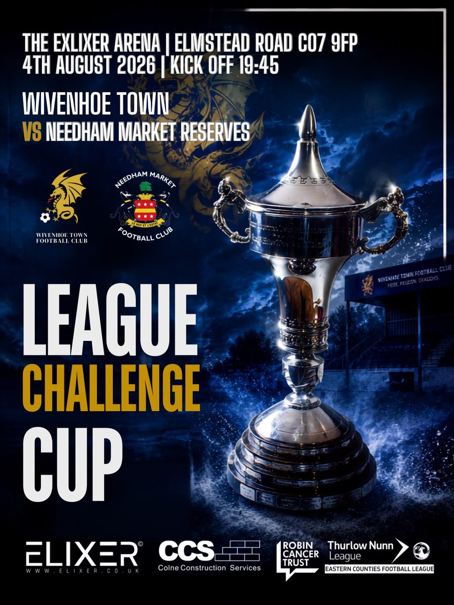 wivenhoetown_fc's tweet photo. ⚪🔵🐉NEXT MATCH 🐉🔵⚪

Wivenhoe Town v Needham Market Reserves - Tuesday evening at the ELIXER ARENA - Kick off 19:45

Dragons aiming to progress in the league cup building on a strong performance in the last home game. https://t.co/b9YADQUivu