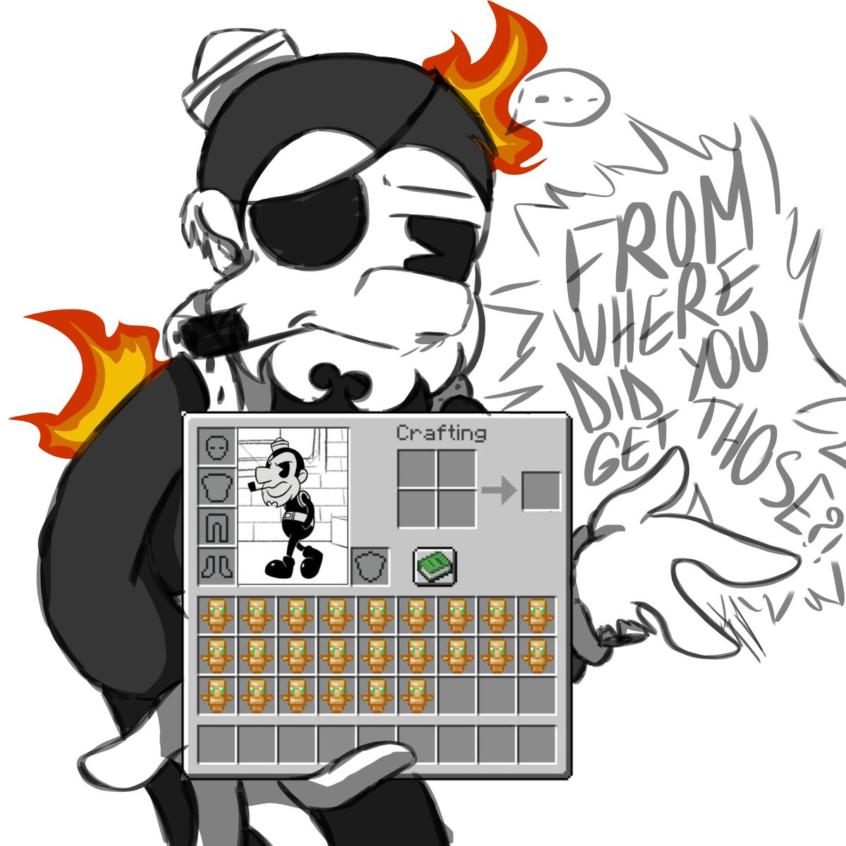 PixulSfant's tweet photo. You may be a demon but the old man got the Totem of Undying from 7 hours of playing minecraft.
#Bendy #Batim #thebutchergang https://t.co/WDM0QIRLxP