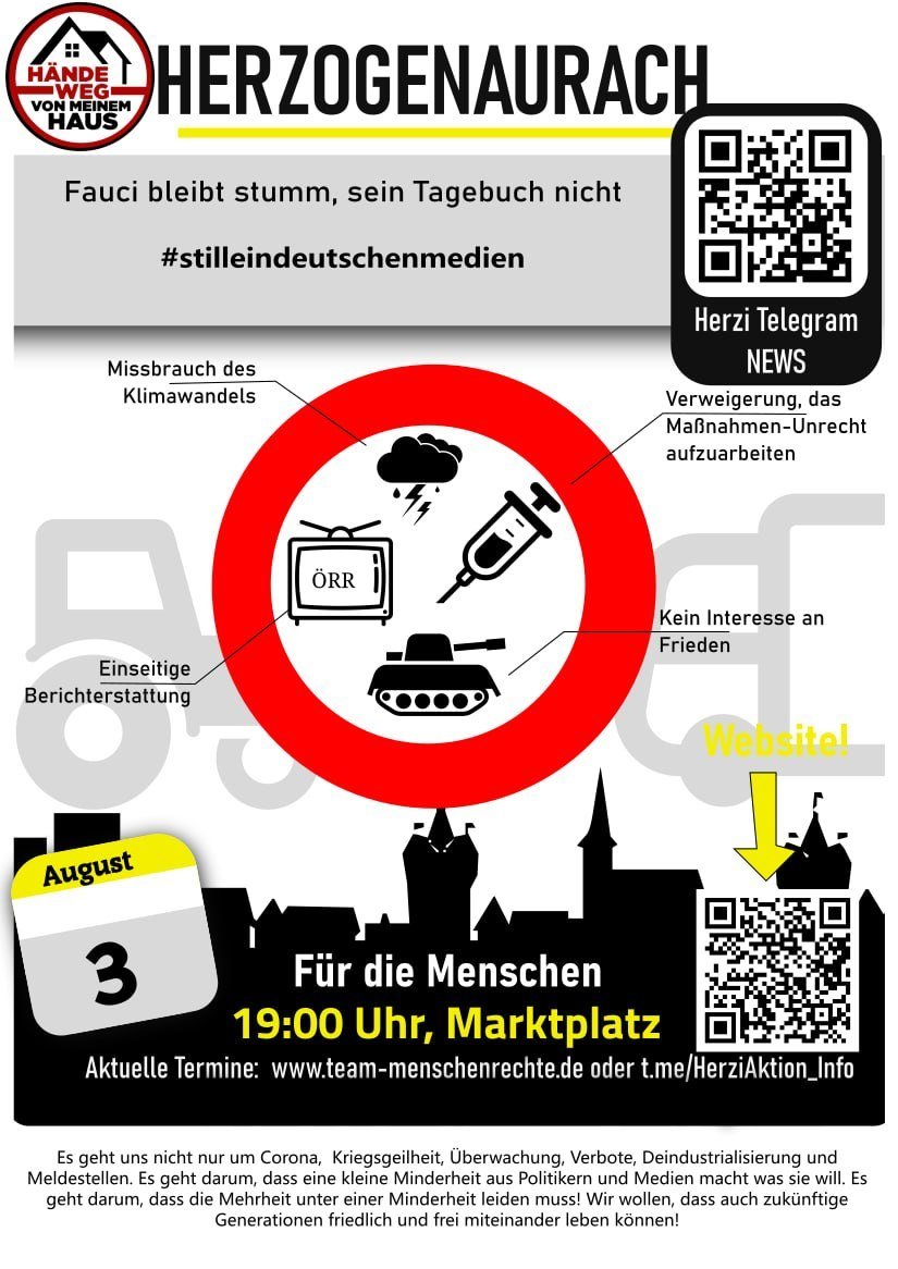 TeMeNue2021's tweet photo. Montags-#Demo in Franken am 03.08.2026:
‼️ #Bayreuth 19:00 #Opernstraße
‼️ #Crailsheim 18:00 #Rathaus
‼️ #Bamberg 18:00 #Bahnhof
‼️ #Herzogenaurach 19:00 #Markt
#Frieden #Freiheit #Selbstbestimmung
echte #Demokratie #Meinungsfreiheit https://t.co/YWEwjZy7Nh