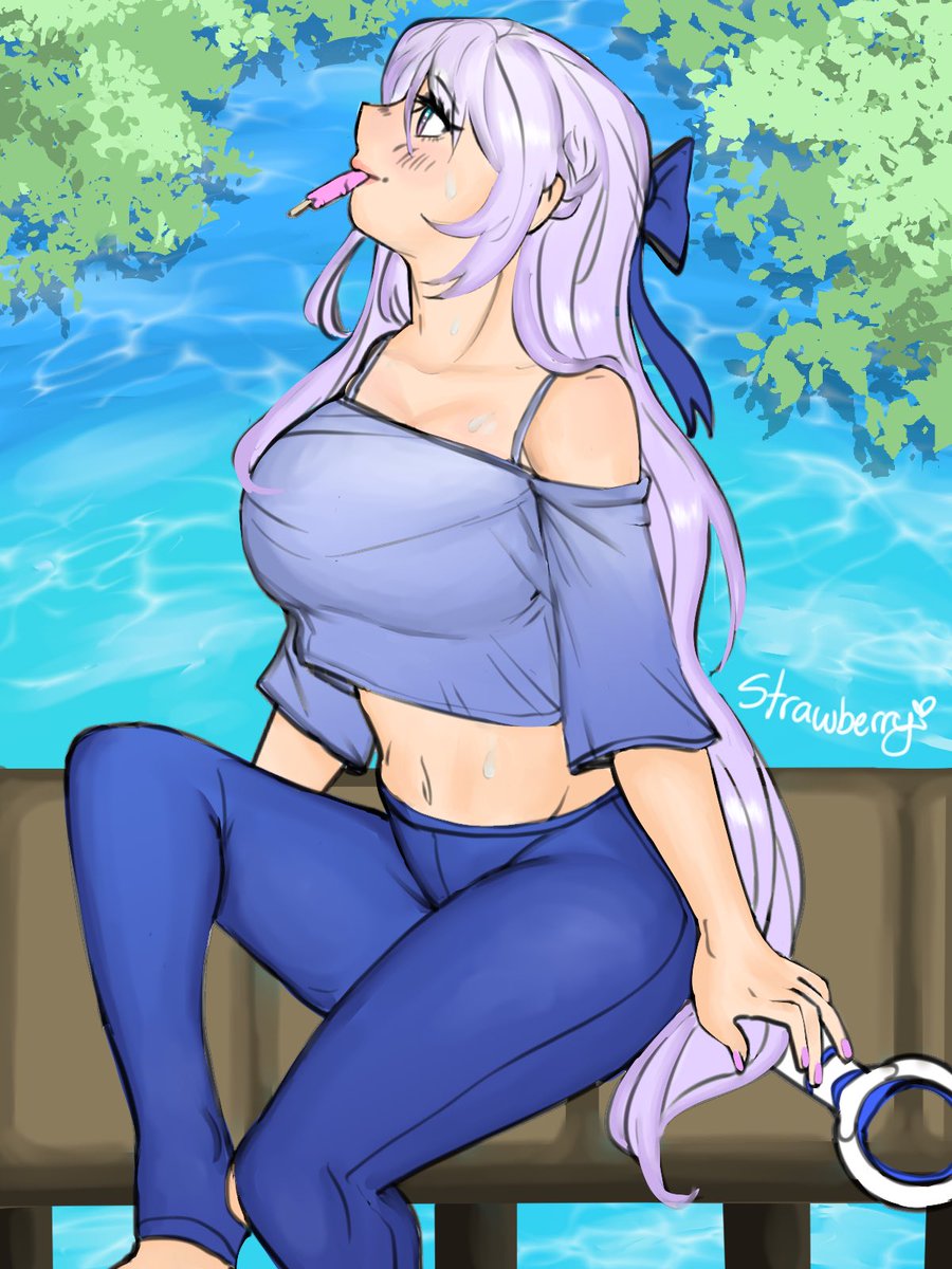 StrawberryArt22's tweet photo. Folkwang - Cooling down by the sea 🌊 #nikke #nikkefanart #folkwang #nikkesummer2026 https://t.co/Tpc5gsuSPE
