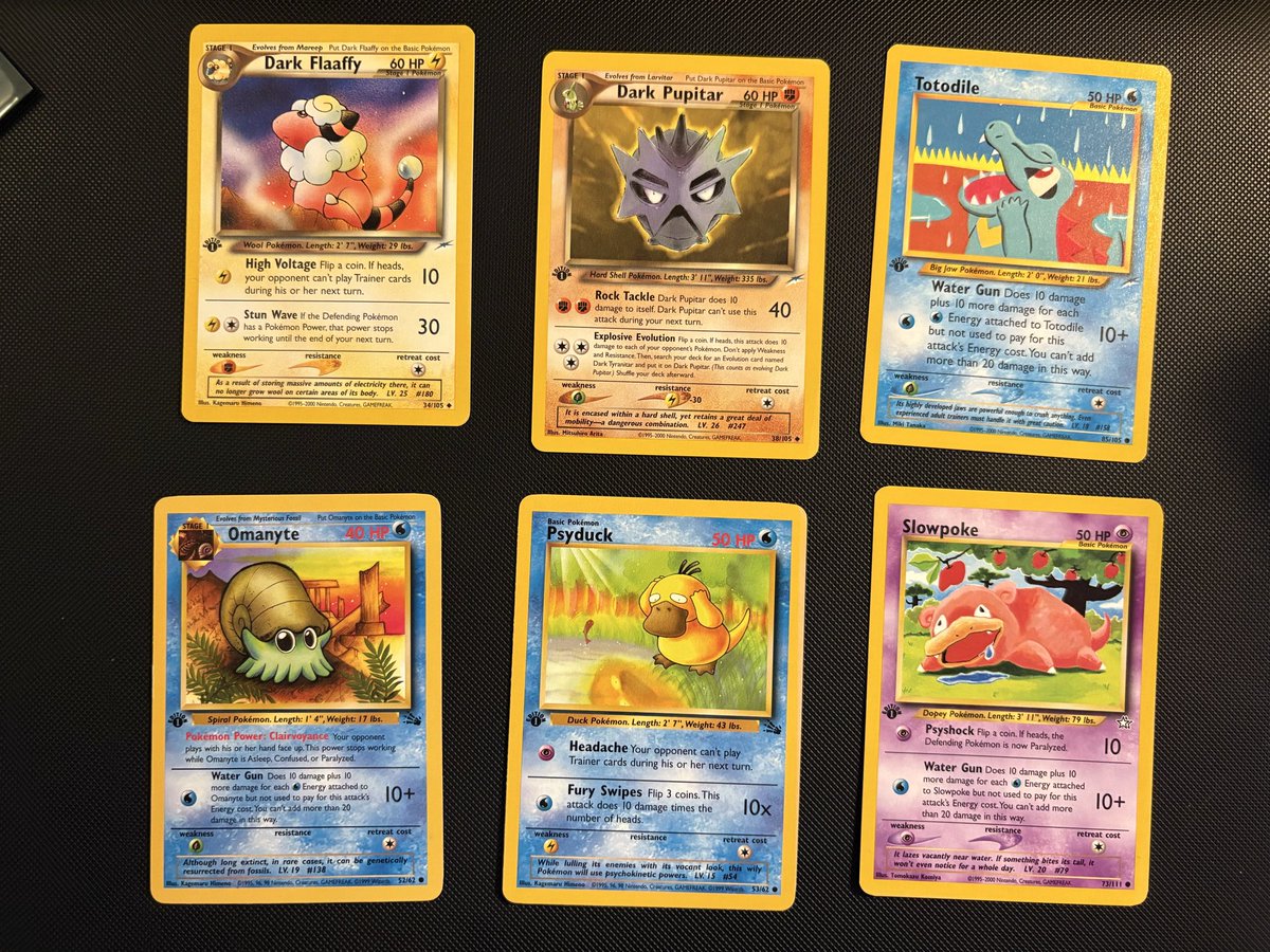 Poke_Unc's tweet photo. Rd 2
Flaaffy $14
Pupitar $15
Totodile $22
Psyduck $12
Slowpoke $12
Omanyte $4

PWE included on all pricing
$5 BMWT (will happily stack all week) 

This will my last little stack today! But all week I will be doing this and tagging current purchasers

@AlexisnotAlexa_ @mikeknut71 @ItsDemise @PokeTeeJay @actuallyrezy @simpleeemi