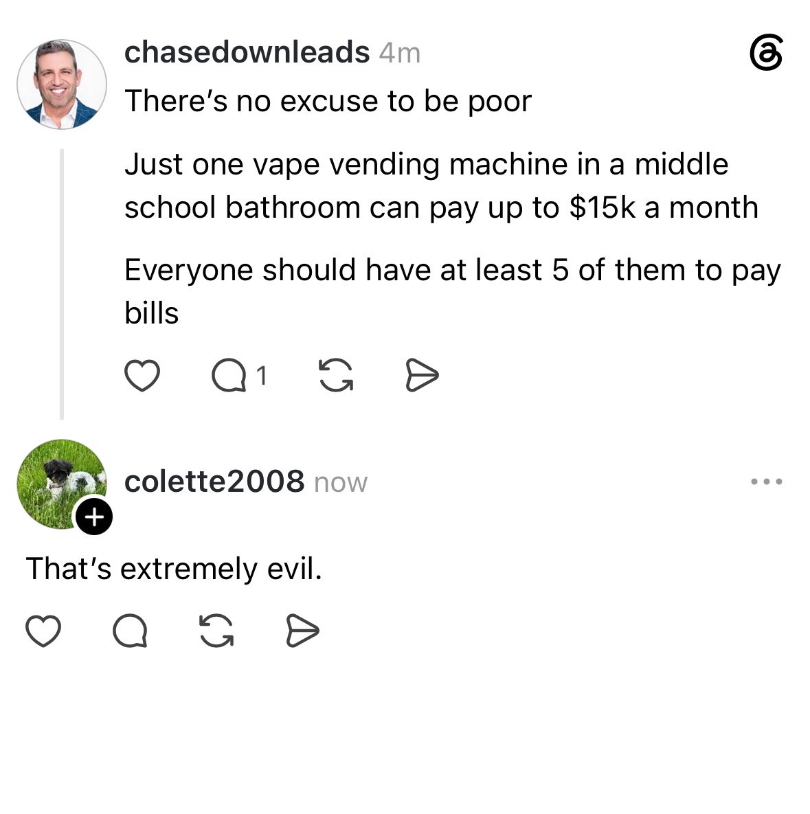 chasedownleads's tweet photo. I have started posting on the other app

There are precisely zero billionaires over there https://t.co/ja9vxWCx5J