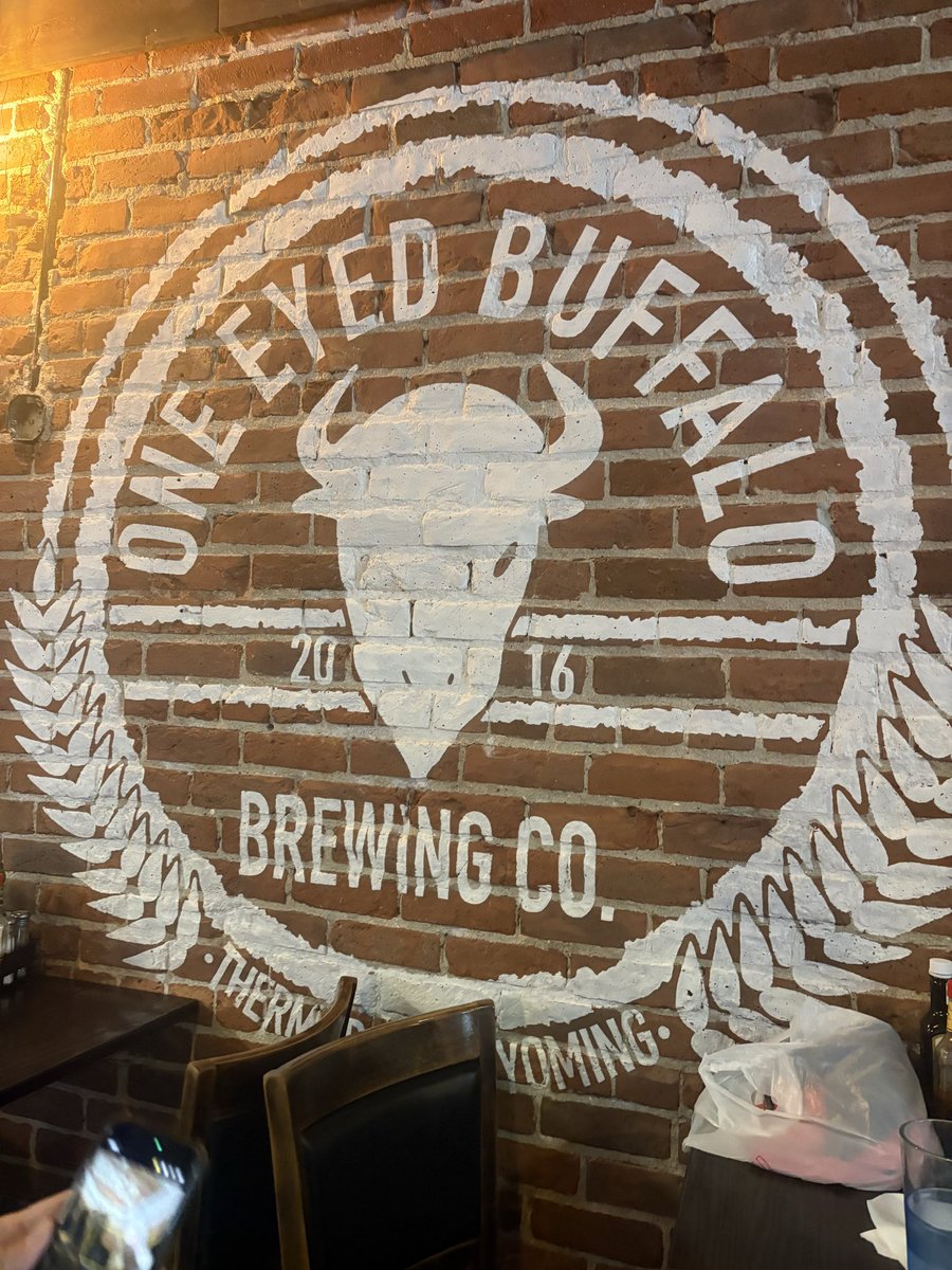 MiketheHET's tweet photo. It says in the bible that when it’s 110 degrees in the shade that you get a beer. One Eyed Buffalo Brewing, Thermopolis Wyoming, https://t.co/x6CEbWZaQJ