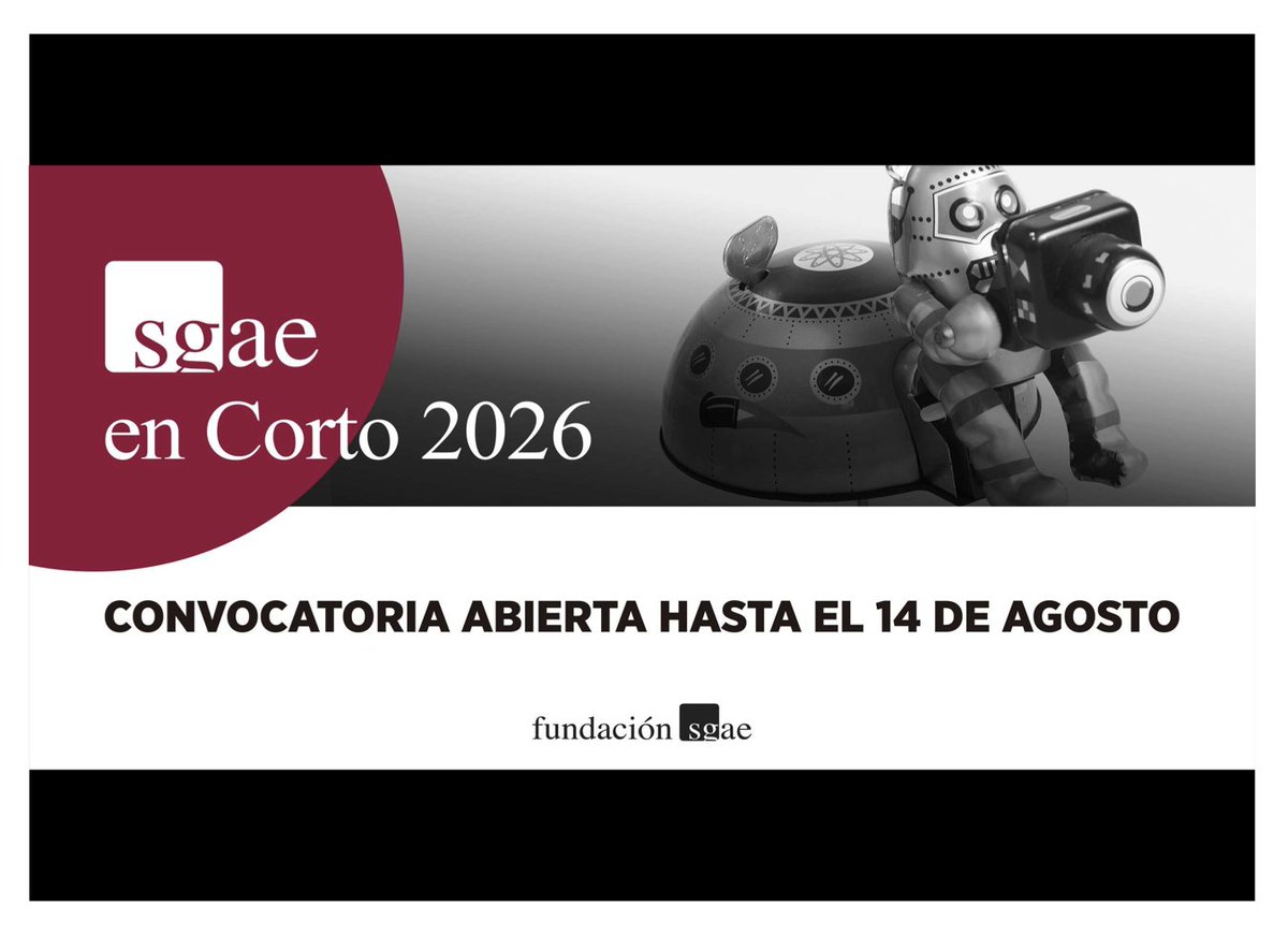 SBproducer's tweet photo. Socio/a de la SGAE, da salida a tu pequeña gran #película con #SGAEenCORTO 2026! #convocatoria de apoyo a exhibición #cortometrajes seleccionados en #SalaBerlanga y otras dependientes de la #SGAE o @fundacionsgae Género y temática libre. DL 14 AGO! #Cine https://t.co/B1rAbYYmUN https://t.co/YSgH7ZnToX