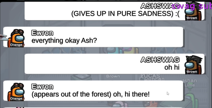 euphoriacell's tweet photo. open qsmp, ewron and ash are starting to roleplay in among us https://t.co/rWTj6YYoax