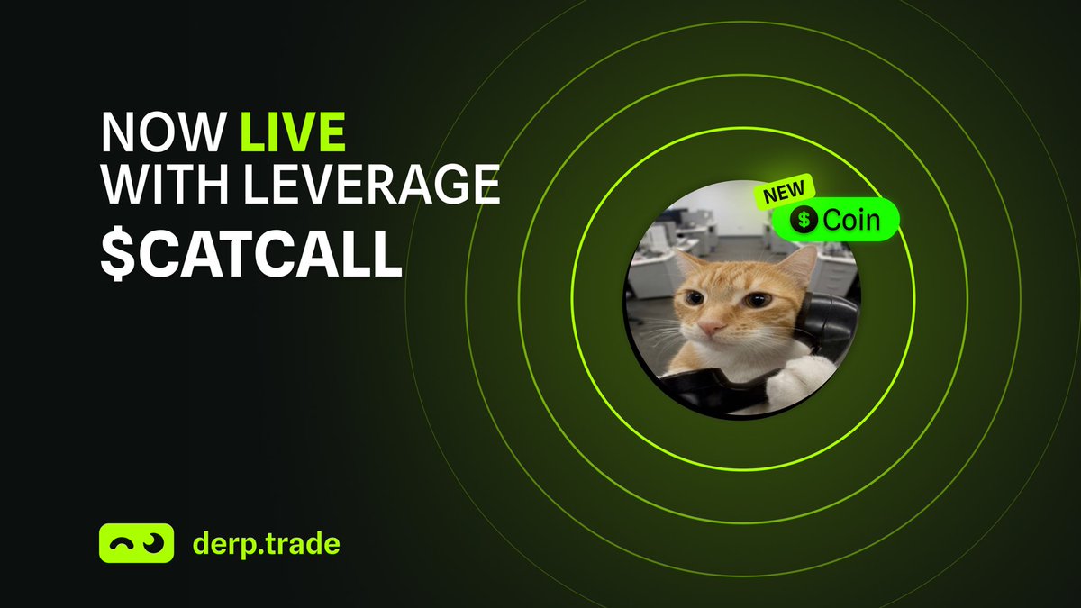 derp_trade's tweet photo. New listing!

$CATCALL just picked up the phone 

Now live on derp trade with up to 8x leverage.

Long it. Short it. Derp it👇 https://t.co/JtL2BL99Nj