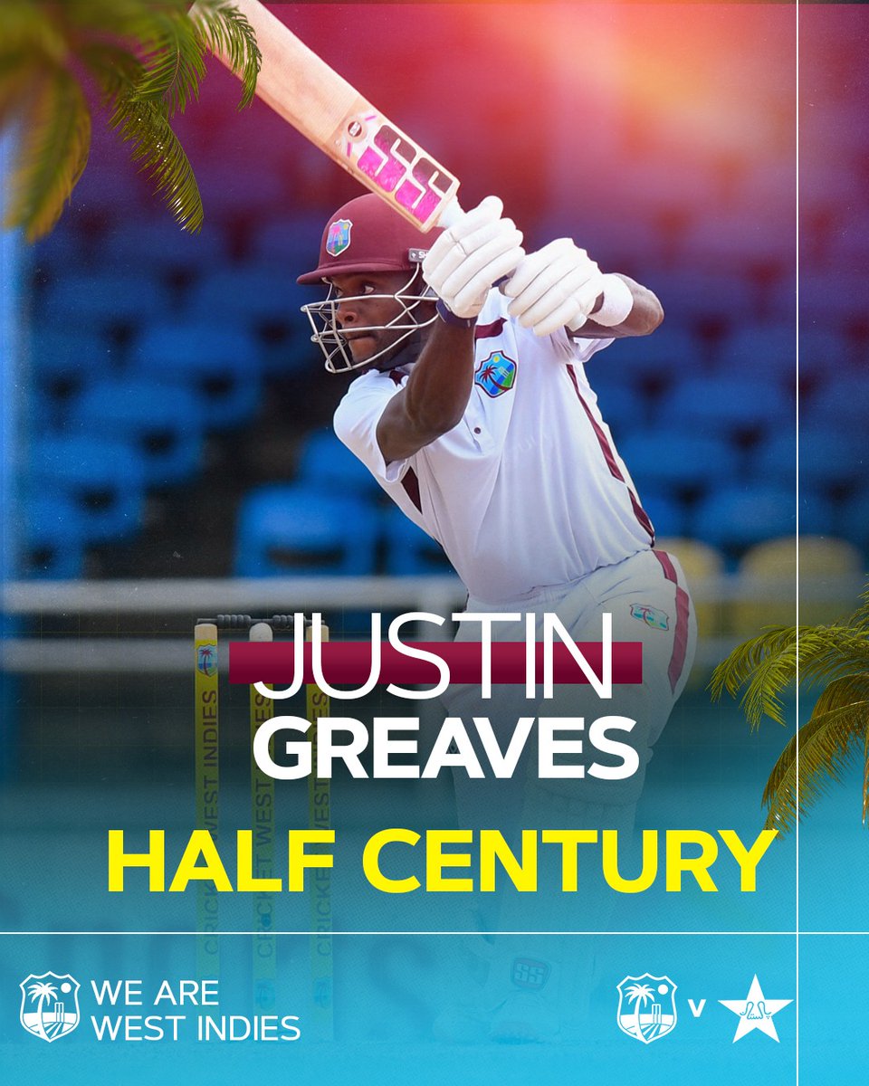 windiescricket's tweet photo. Making it a dream summer, Justin reaches another milestone. 🏏🙌🏿
#WIvPAK | #MenInMaroon | #WIOutside https://t.co/Z4H8iMVREA