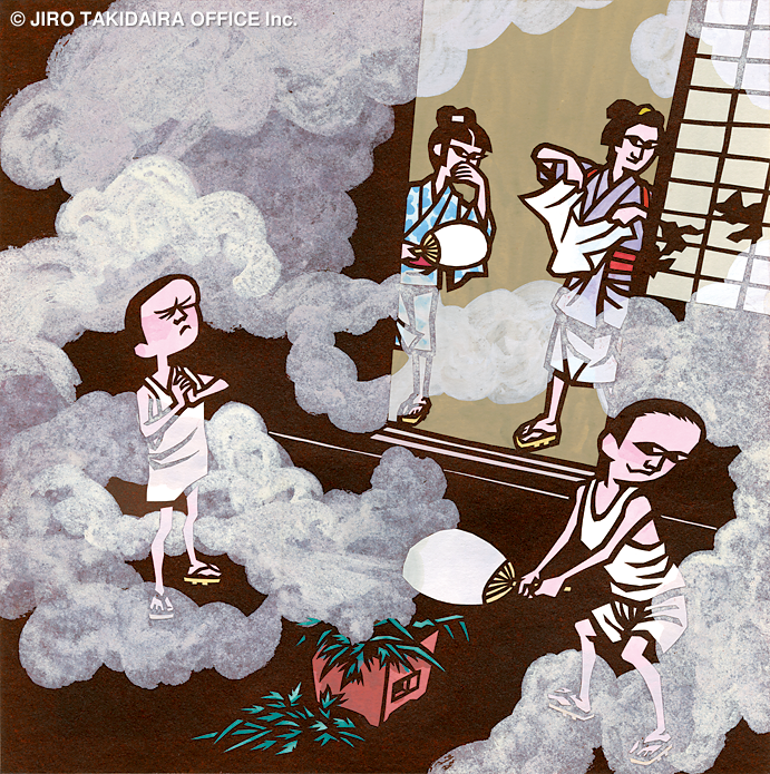 takidaira's tweet photo. a199

蚊いぶし ＜Kaibushi (Mosquito Repellent Smoke)＞ 1974年 きりえ／和紙・洋紙、墨・水彩 24.5×24.4cm
#JiroTakidaira #滝平二郎 https://t.co/Jcq8d7MN1P