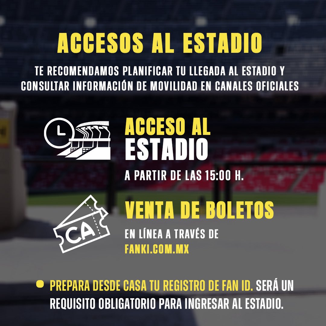 AyudaAmePass's tweet photo. ¡Todo listo para la Jornada 3! 🦅

Si nos acompañas en el América vs. Santos Laguna, aquí encontrarás toda la información que necesitas para vivir una gran experiencia en el estadio 🏟️ 

Llega con tiempo y anticipa tu salida para evitar contratiempos. https://t.co/Wg2rJzMau3