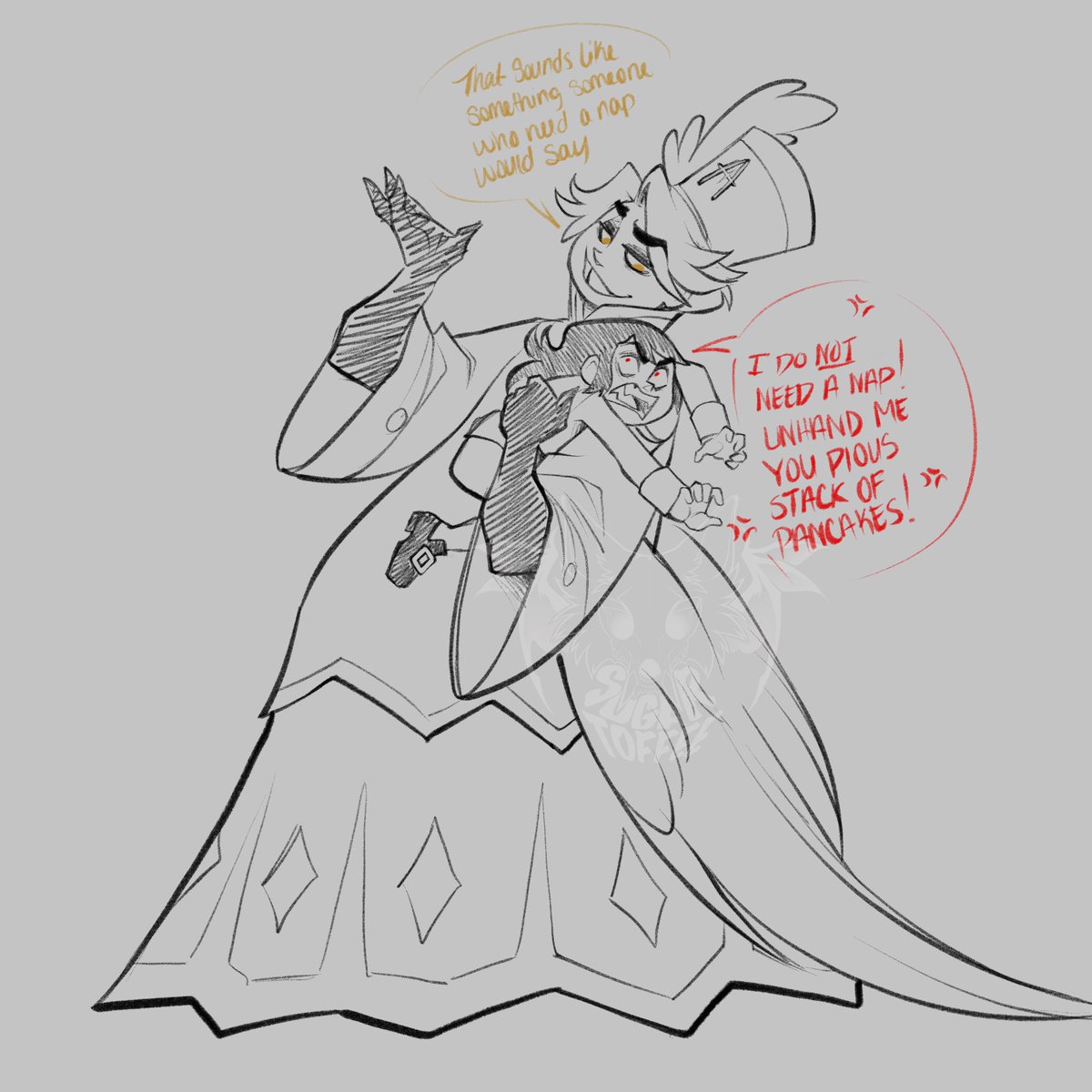 Daddy_Toffee's tweet photo. Abel meeting Abaddon. Because I felt like it. 
.
#Hazbinhotel
#HauntedHotelAbaddon https://t.co/DgWrvVC4uL