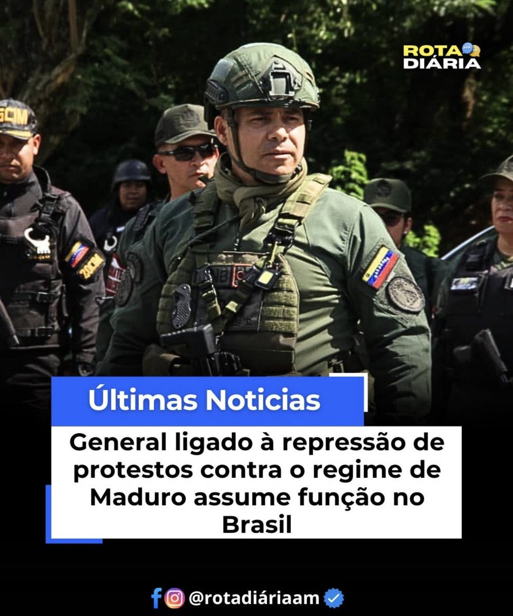 ClaudeLuca_'s tweet photo. Quer dizer que Lula tá trazendo aqui para o Brasil um adido militar venezuelano que reprimia os protestos contra o Maduro. 
Um general que é sancionado pelos EUA desde 2024 por repressão a manifestantes.
O governo Lula é uma ameaça à nossa democracia e precisa ser retirado do poder urgente!