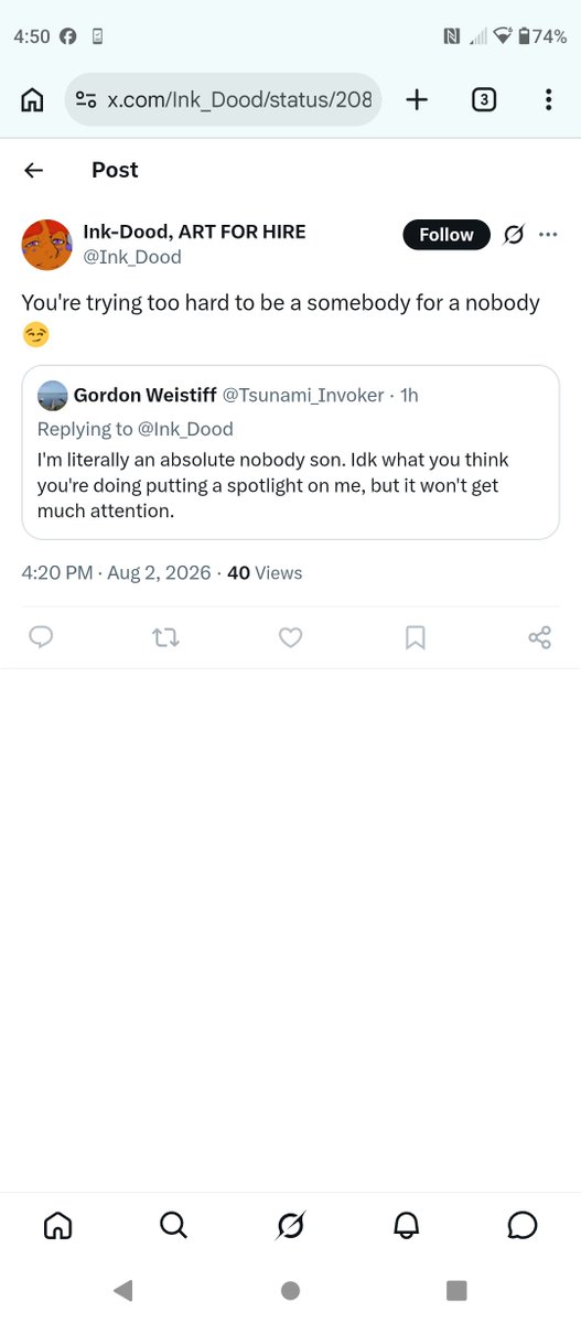 Tsunami_Invoker's tweet photo. It's amazing how arrogant young folk have become these days. They act like they're the bee's knees and important but when a nobody such as myself even gets under their skin, they act like I should care what they think.

As if blocking me does you any good lad. https://t.co/CL131t5Nmk
