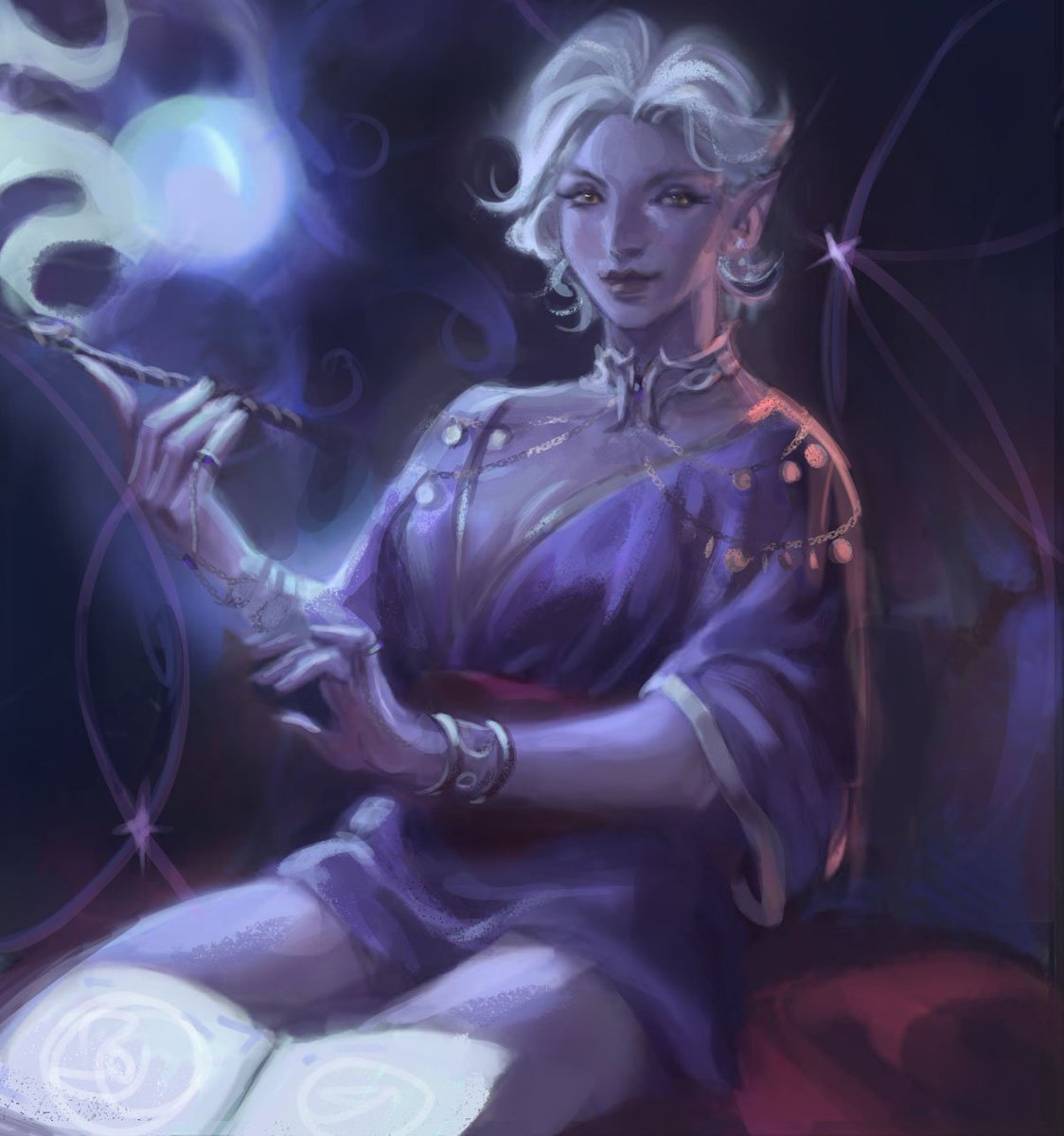 Emowyn's tweet photo. Lookit my girl! My wizard, Taithia, from @Keitchezart ! If you need some fantastic art, I highly recommend! https://t.co/H5Kx316v79