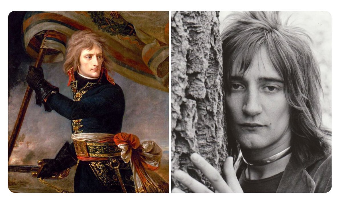 MadameGilflurt's tweet photo. On his birthday, your annual reminder that Napoleon gave up politics to become Rod Stewart. https://t.co/m5ZmV4q0Cm