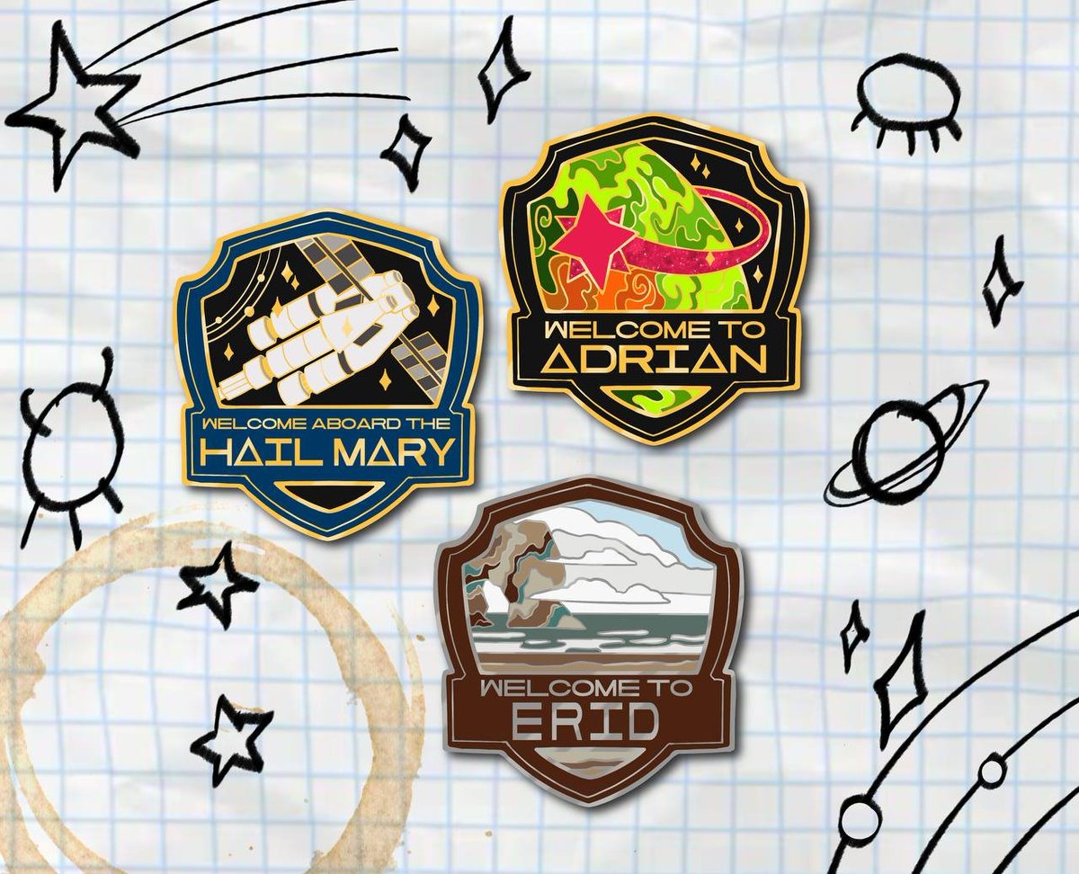 dinomoder's tweet photo. Working on some enamel pin designs #phm #projecthailmary https://t.co/5XP5YkD6Lb