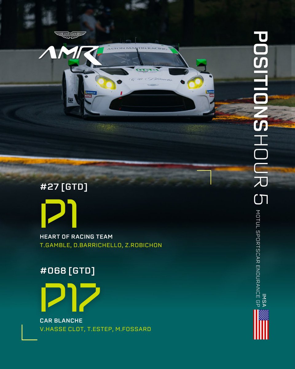 AMR_Official's tweet photo. One hour to go; Valkyrie fighting back to the top six in GTP and Vantage leading in GTD at present.

Watch LIVE: https://t.co/nSdJCgXWEr

#AstonMartin #Vantage #IMSA https://t.co/X6CtIMfk4l